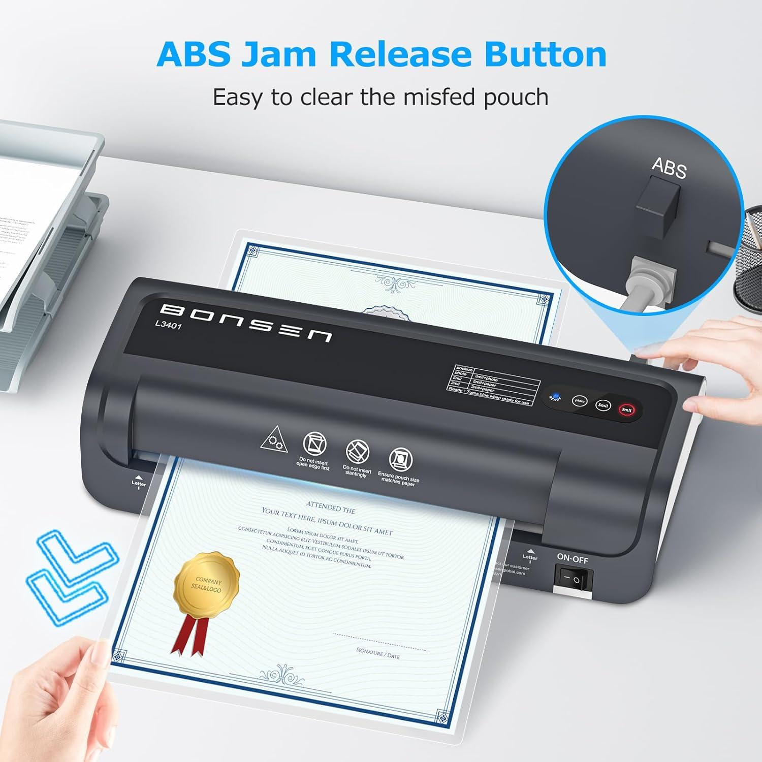 Laminadora Térmica A4 BONSEN 9.33" 4 en 1 con 100 Hojas