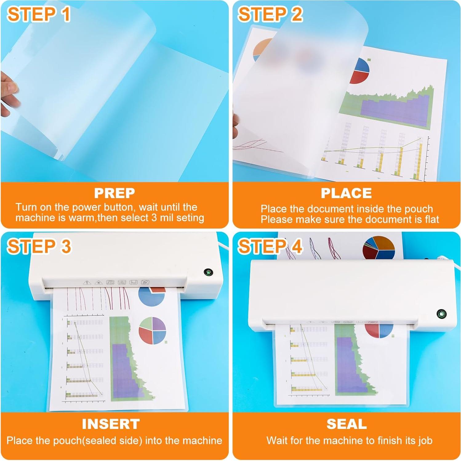 Paquete de Laminado Térmico Caregy 300 Hojas 3 Mil 22.86x29.21cm