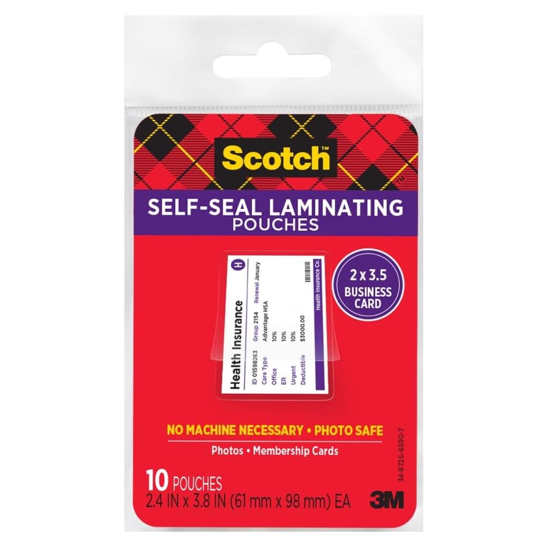 Bolsas de Laminado Reposicionables Scotch 6.1x9.7 cm - Paquete de 10