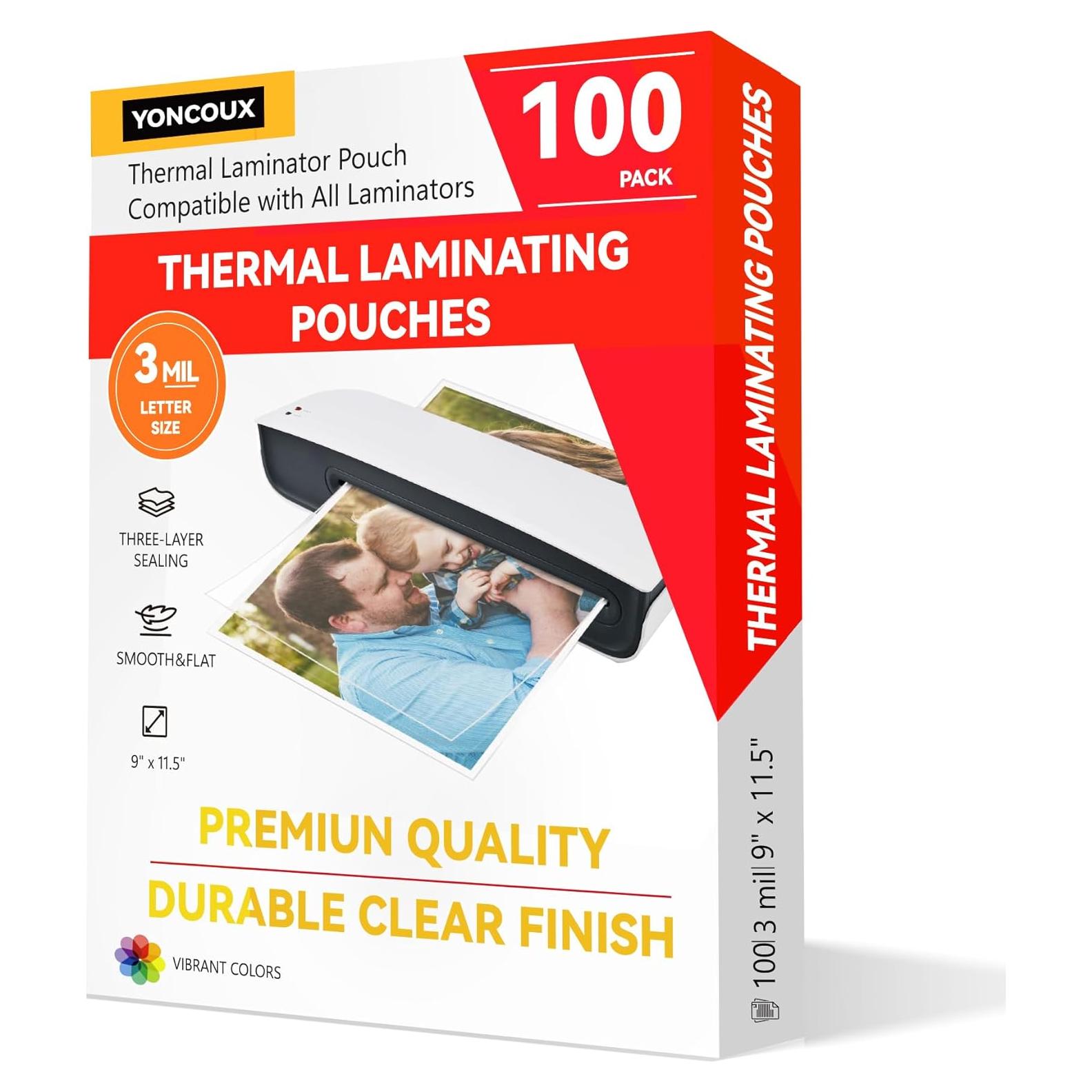 Hojas de Laminado Térmico YONCOUX 100 pcs 3 mil Carta