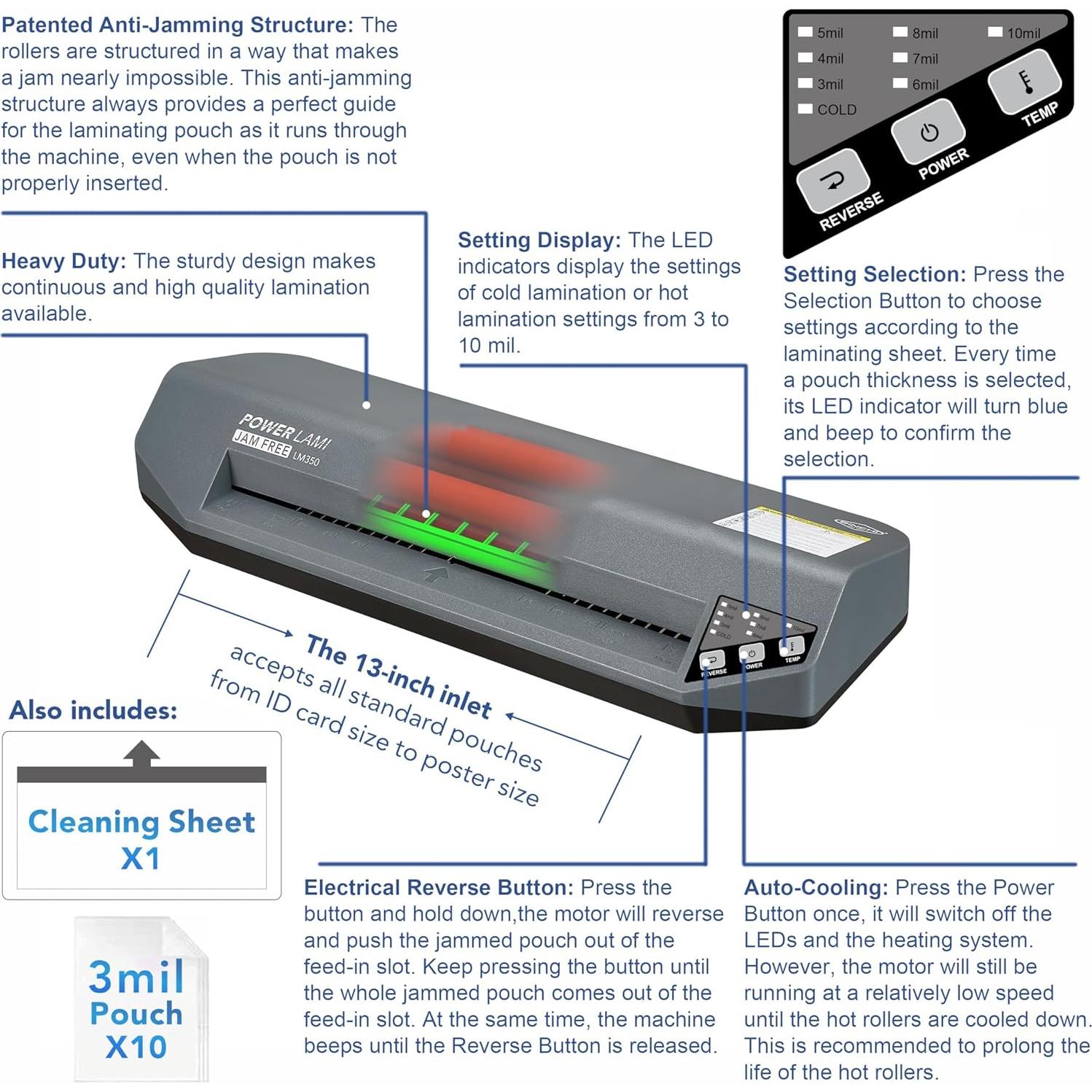 Laminadora Térmica SINCHI LM350 33 cm 3-10 Mil Alta Resistencia