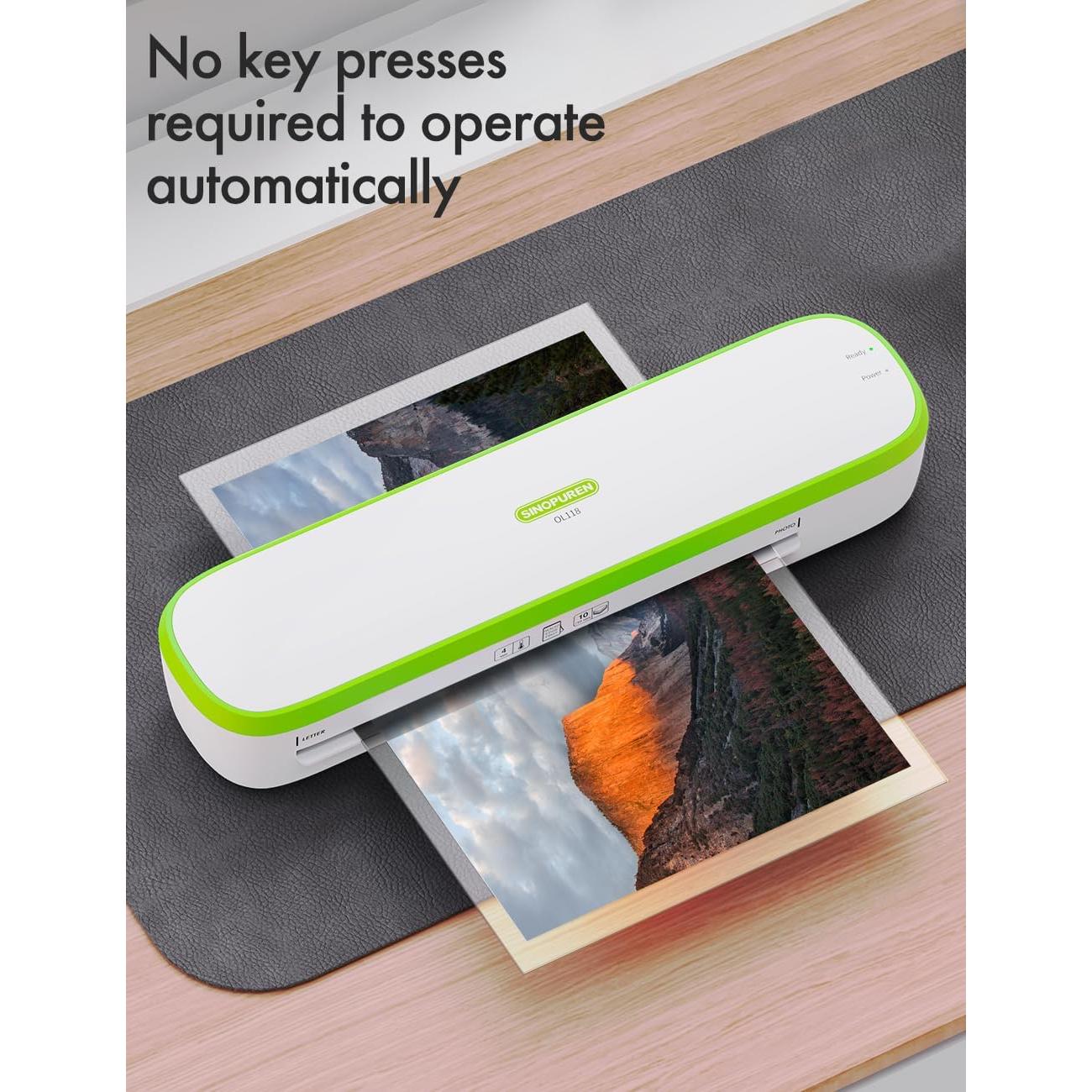 Laminadora Térmica Silenciosa SINOPUREN 9" A4 Verde