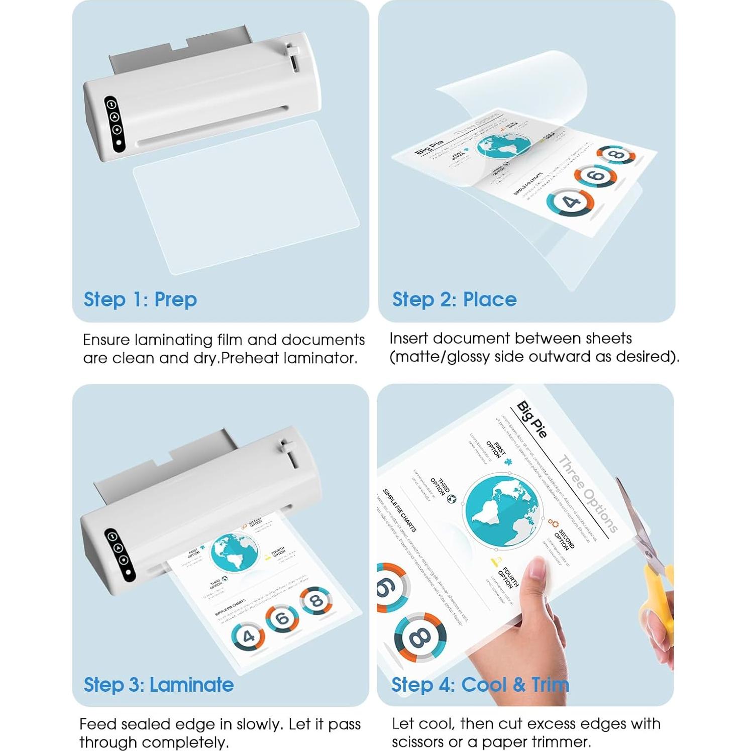 Hojas de Laminado KTRIO 3 Mil 200 Unidades 9 x 11.5 cm
