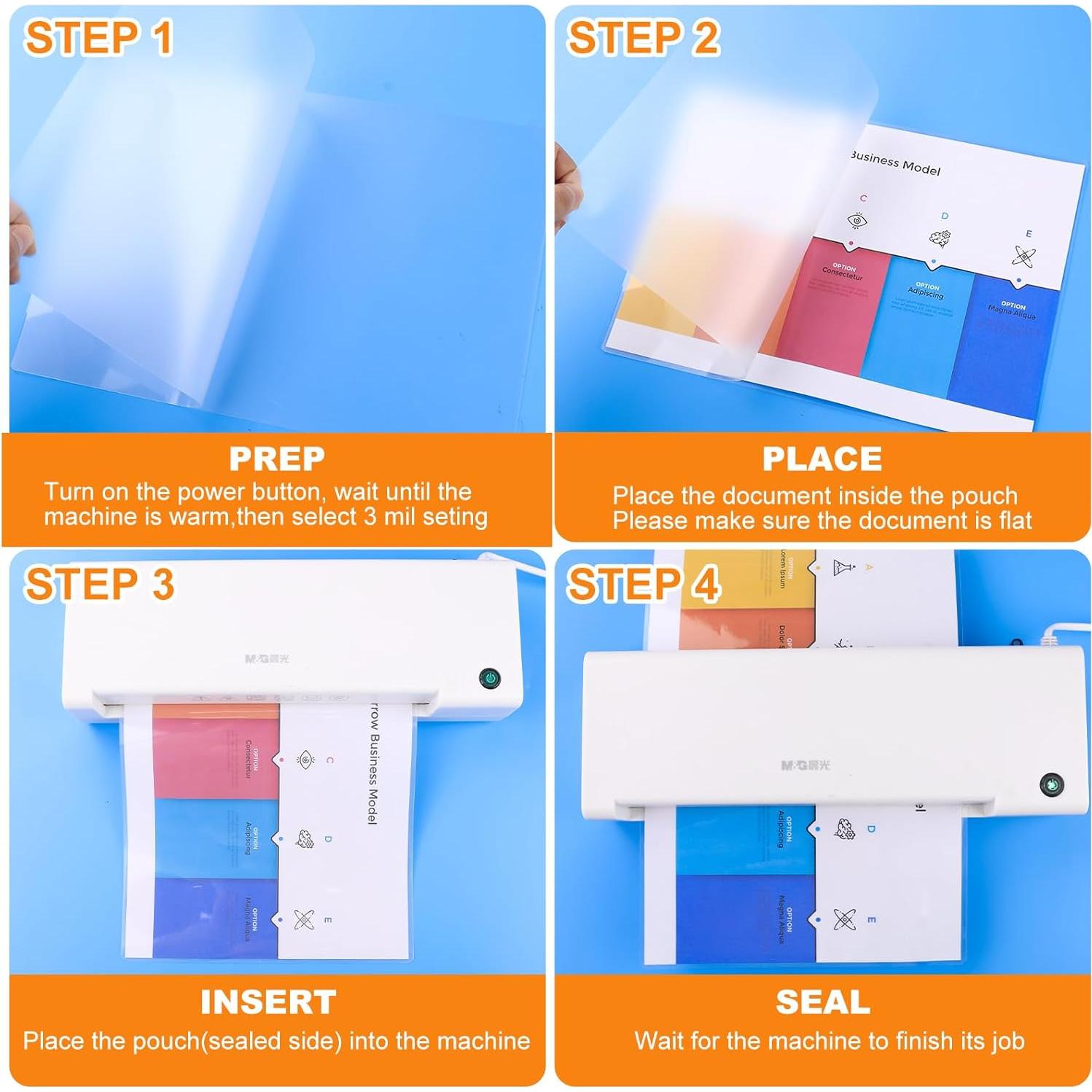 Hojas de Laminado CAREGY 600 Paquete 3 Mil 22.86 x 29.21 cm