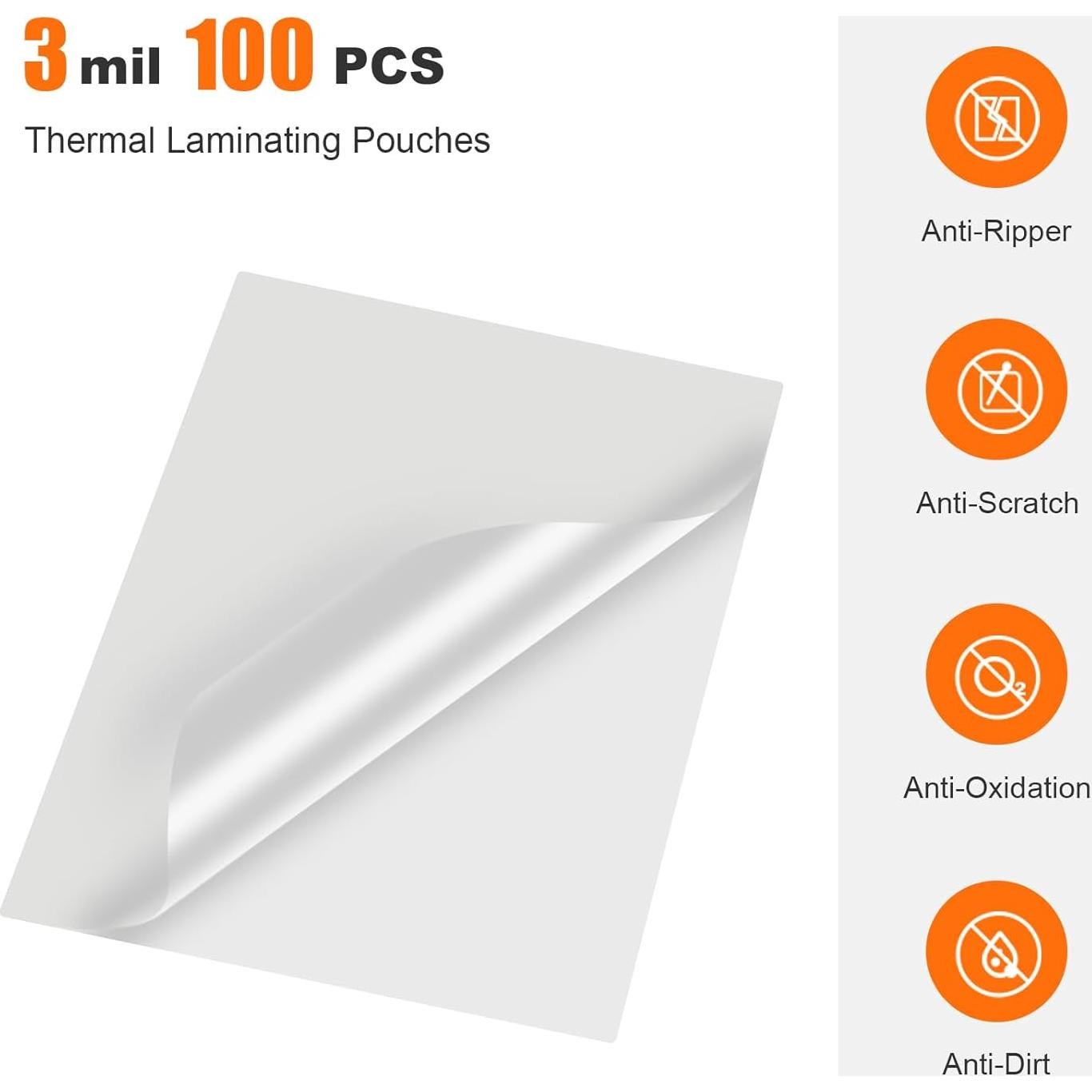 Hojas de Laminado Bonsaii 100 PCS 3mil Tamaño Carta 22.86x29.21cm