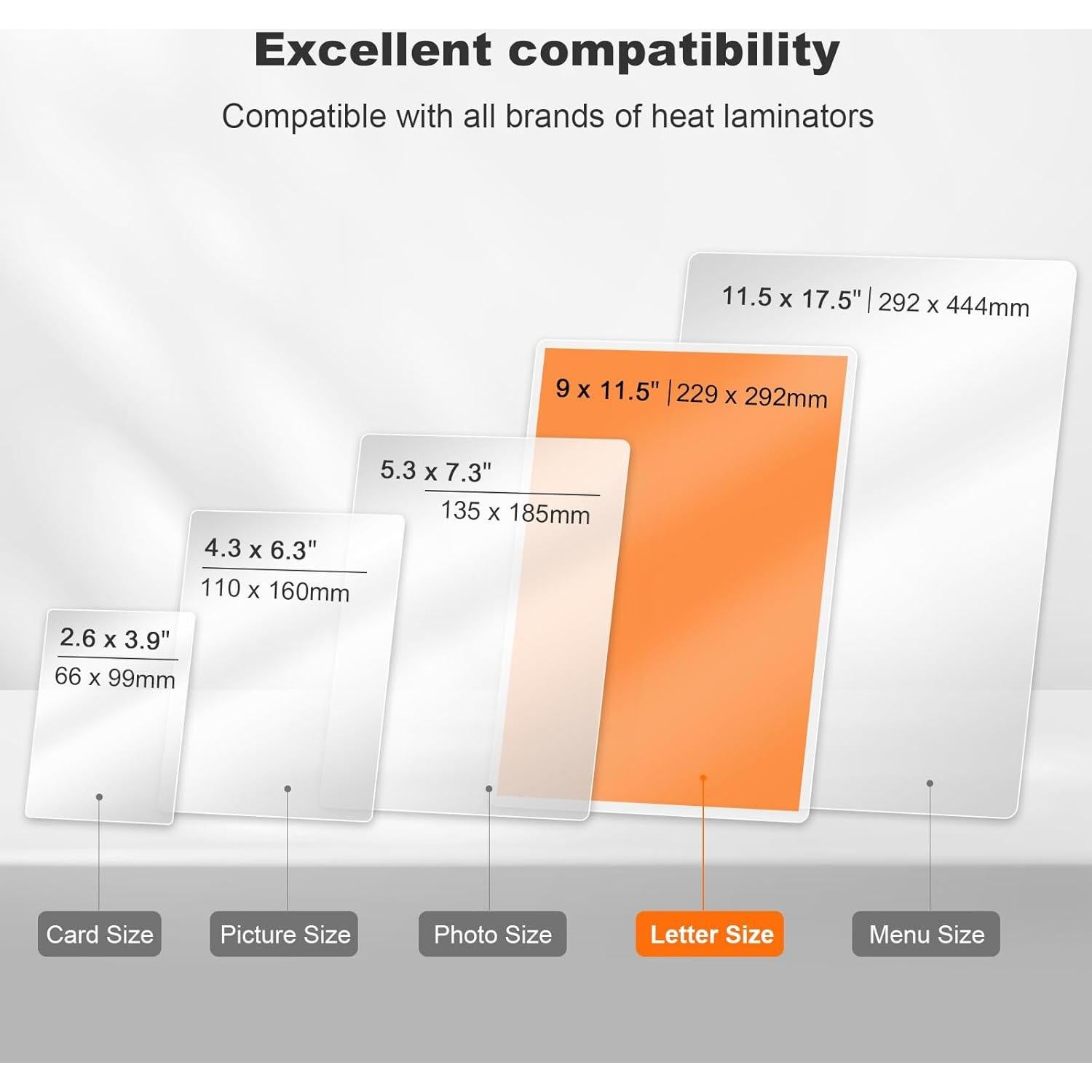 Hojas de Laminado Bonsaii 100 PCS 3mil Tamaño Carta 22.86x29.21cm