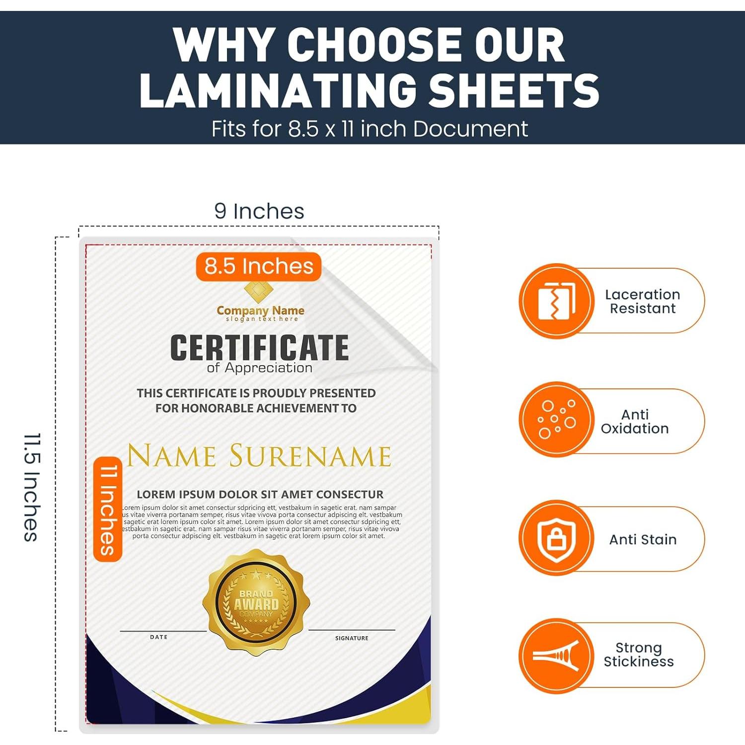 Fundas Térmicas para Laminado CAREGY 330 Hojas 3 Mil 22.86x29.21 cm