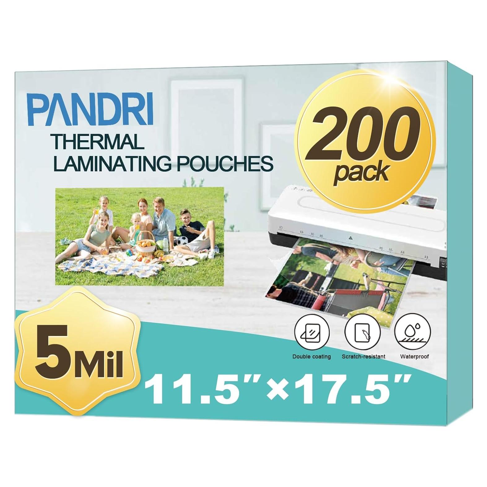 Hojas de Laminado PANDRI 200 Pack 5 Mil 11.5 x 17.5 cm
