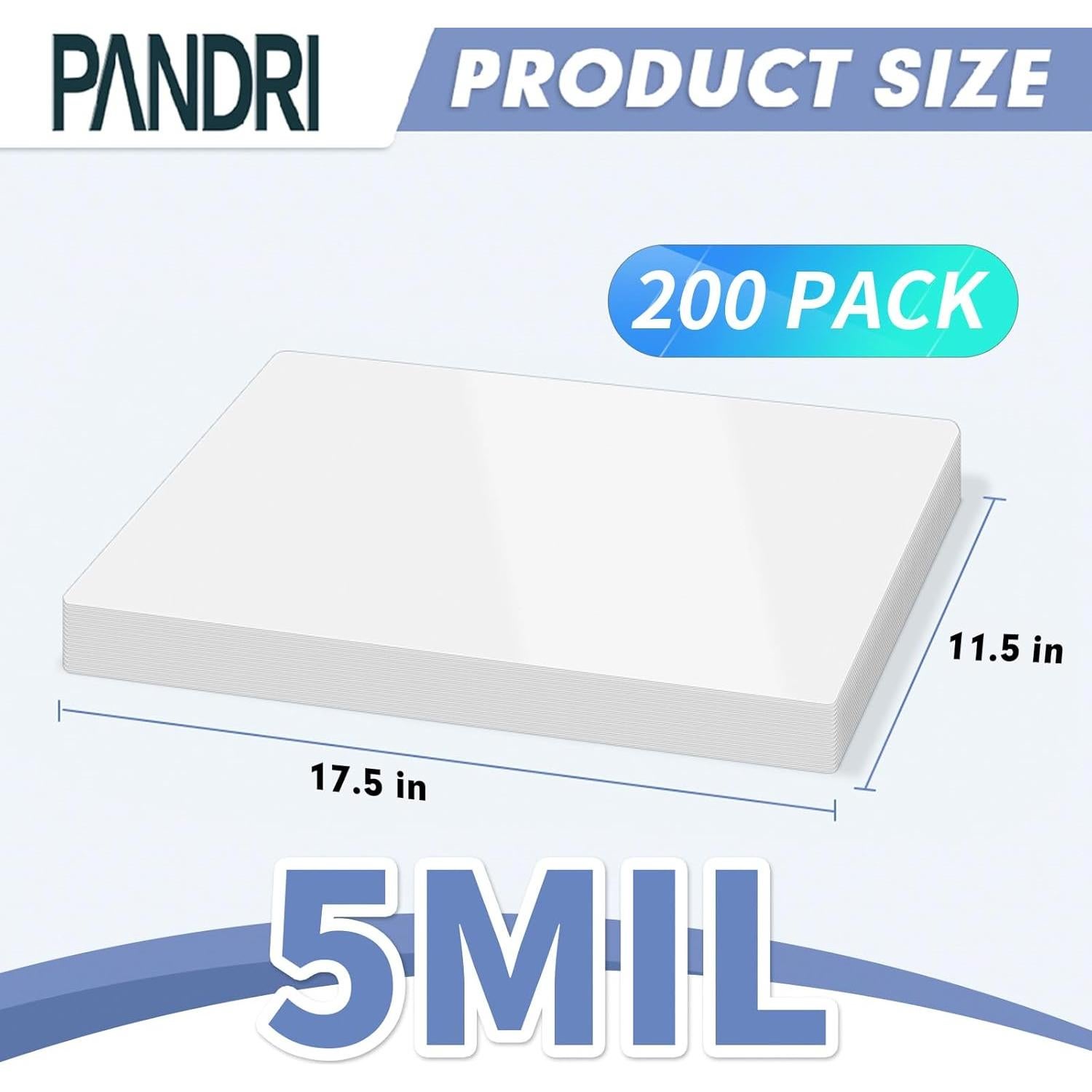 Hojas de Laminado PANDRI 200 Pack 5 Mil 11.5 x 17.5 cm