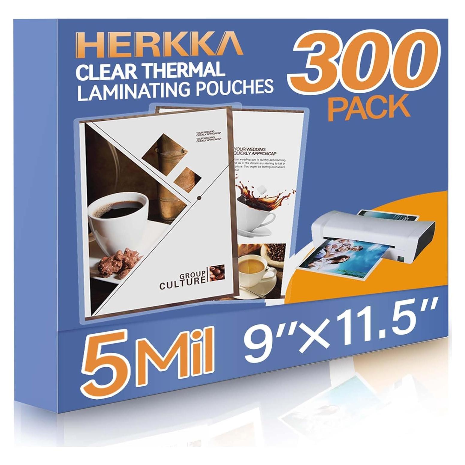 Paquete de Laminado HERKKA 300 Hojas 5 Mil 9 x 11.5 Pulgadas
