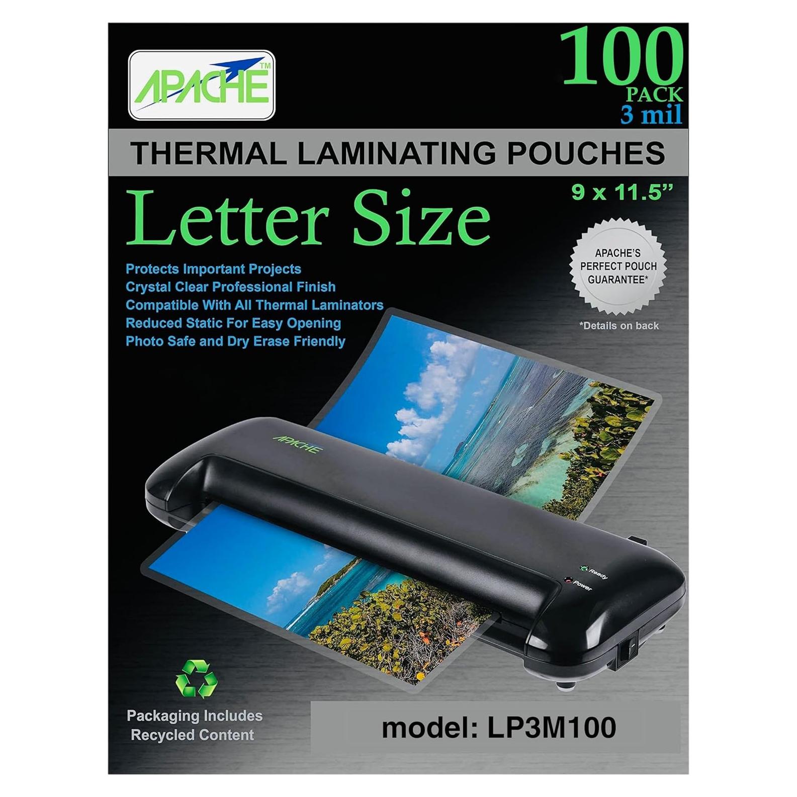 Fundas de Laminado Apache 3 mil Tamaño Carta Paquete de 100
