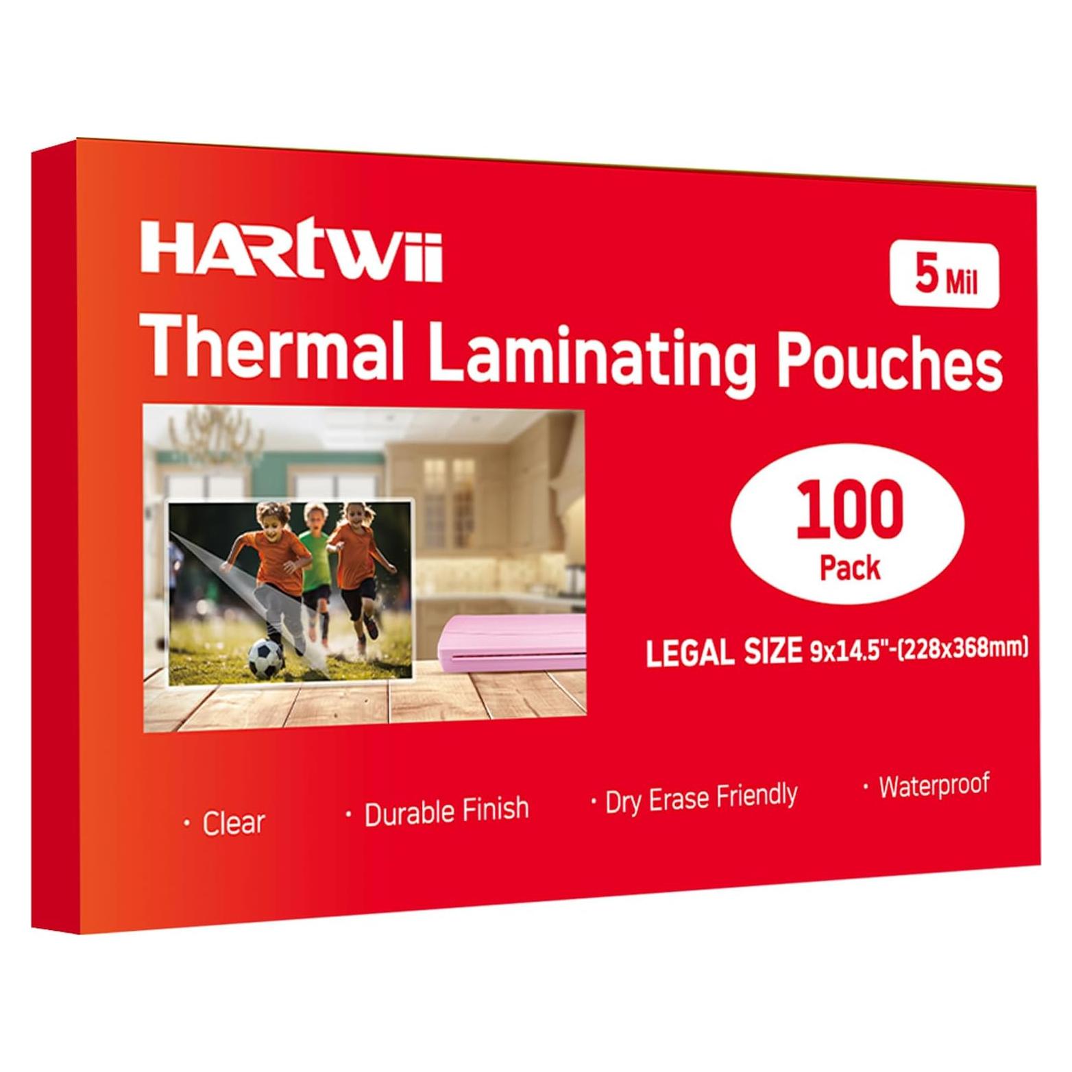 Paquete de 100 Hojas de Laminado Térmico Hartwii 9x37cm 5 Mil