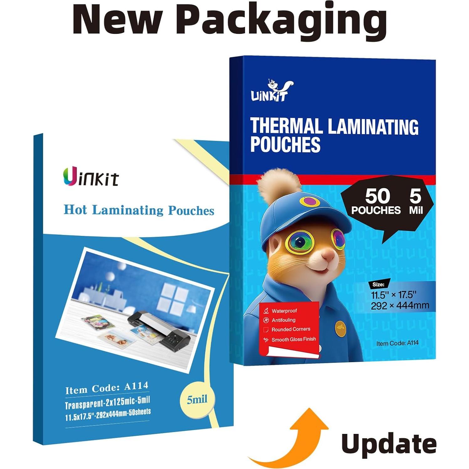 Bolsas de Laminado Térmico Uinkit 11.5x17.5" 5 Mil Paquete 50