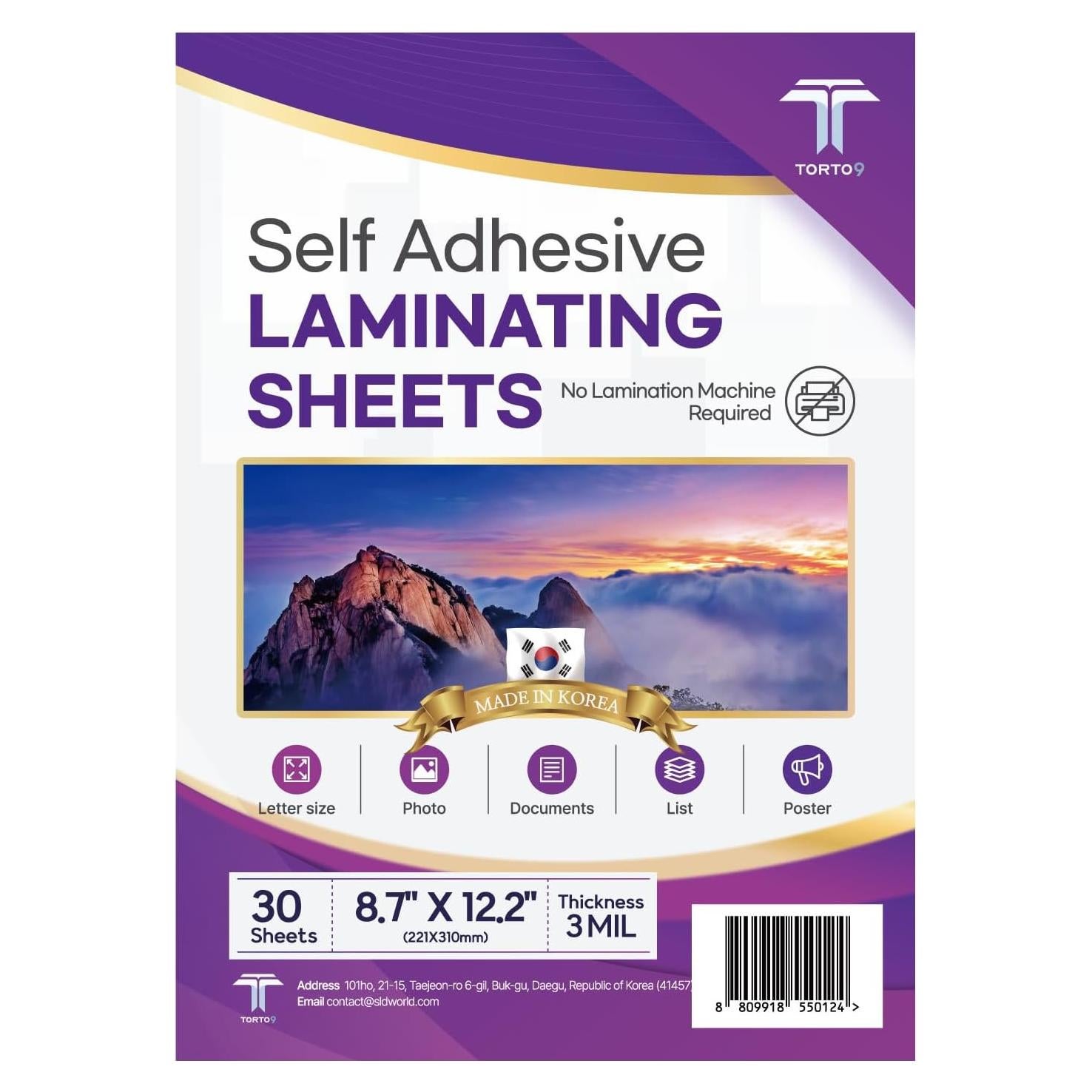 Papel de Laminado Autoadhesivo T TORTO9 30 Hojas Carta