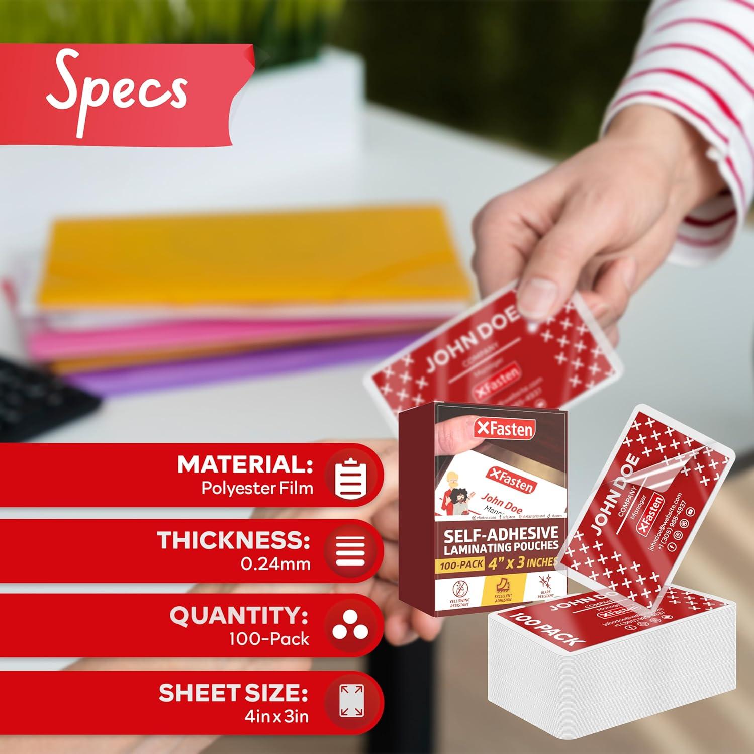 Bolsas de Laminado Autoadhesivas XFasten 10 Mil 100 Paquete 10x7.6 cm