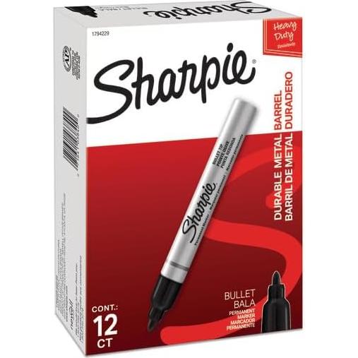 Marcadores Permanentes Sharpie Barril Metálico Negro 12 Unidades