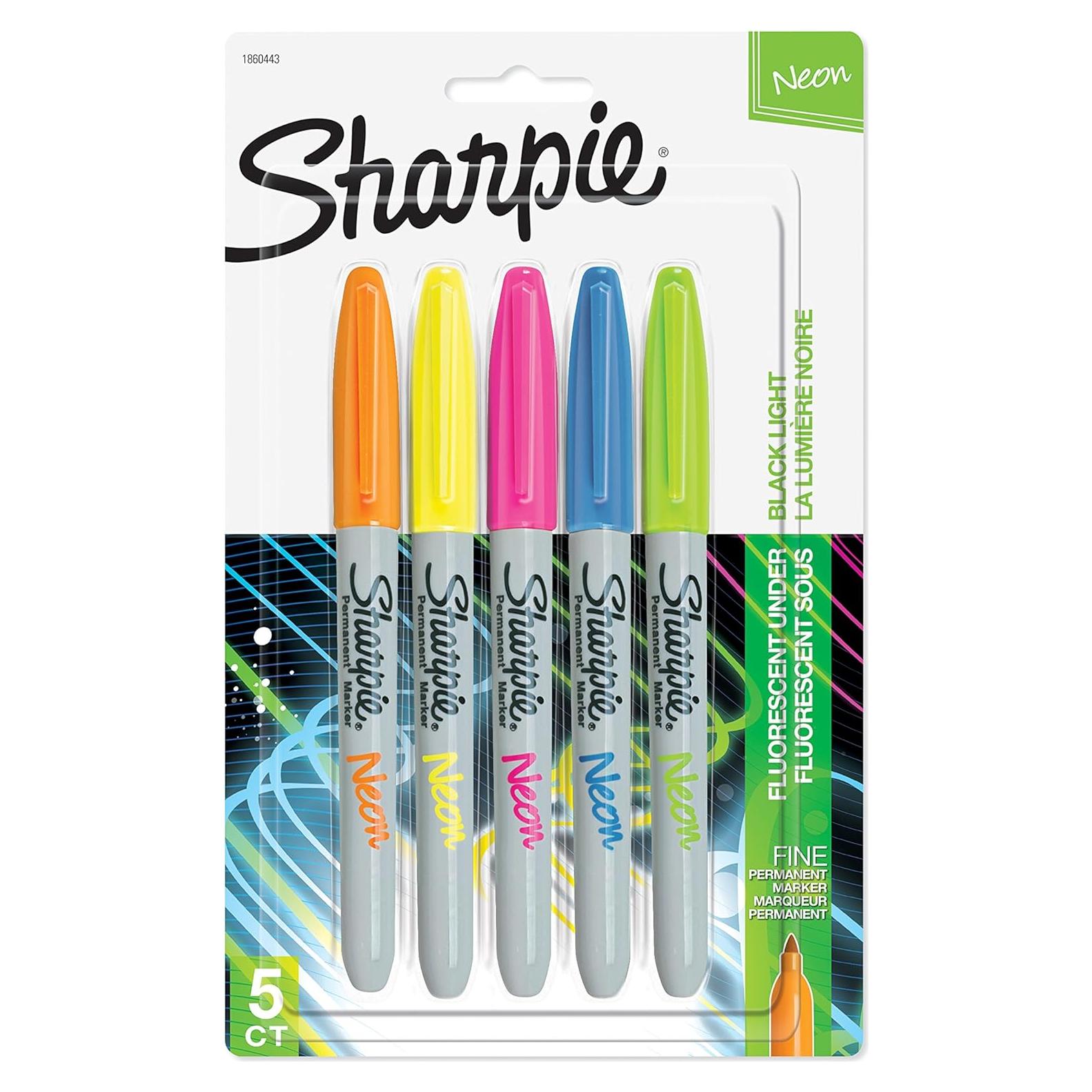 Marcadores Permanentes Sharpie Neón Punta Fina 5 Colores