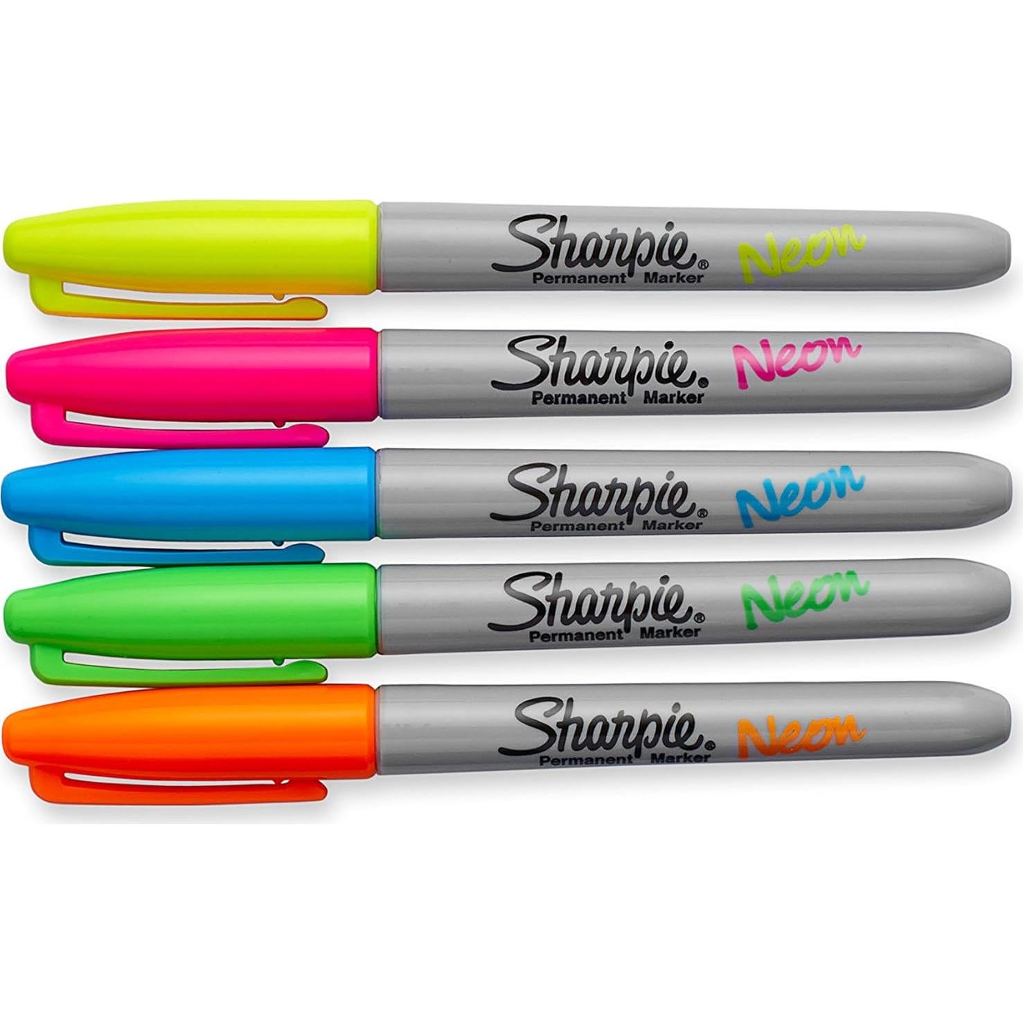 Marcadores Permanentes Sharpie Neón Punta Fina 5 Colores