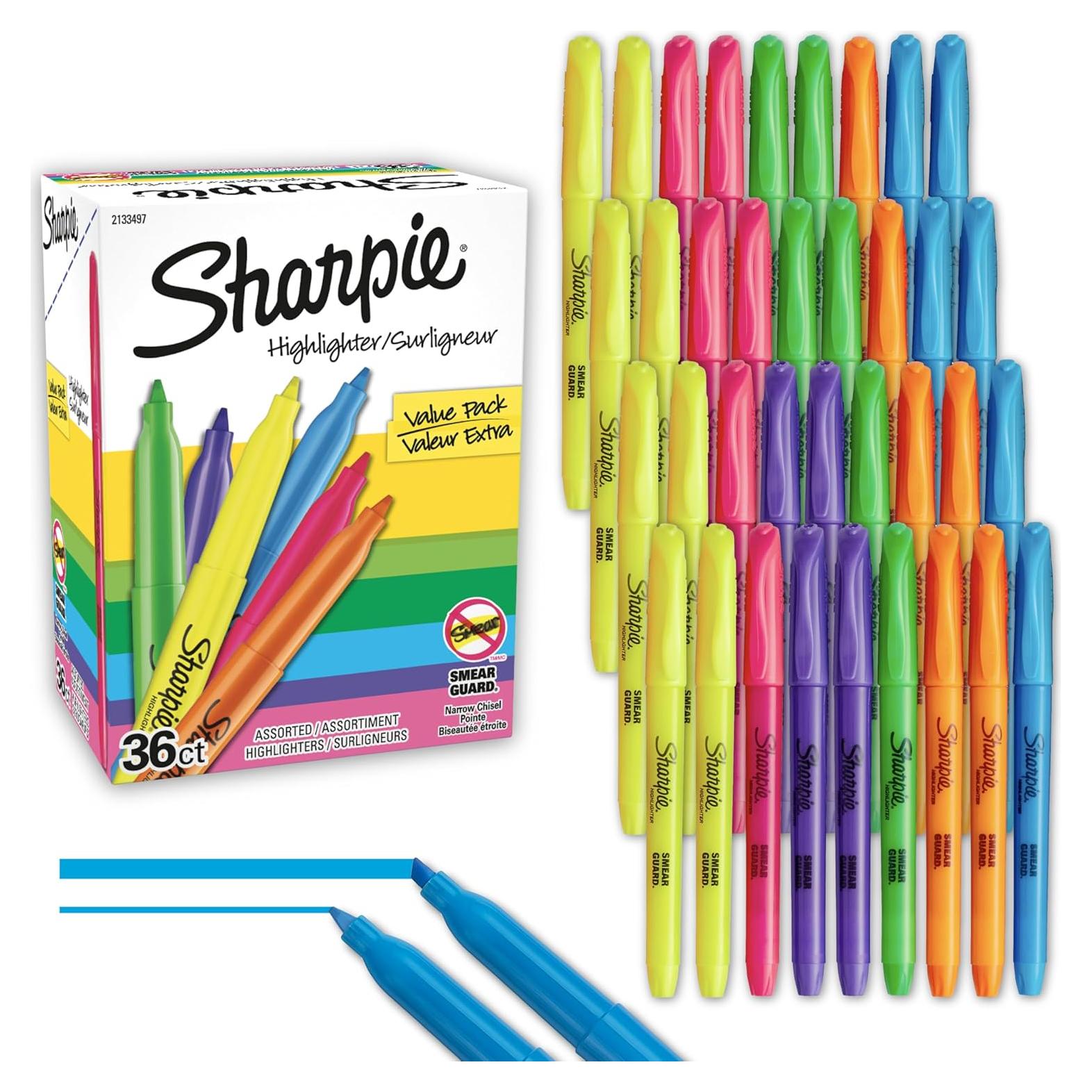Juego de 36 Marcadores Resaltadores Sharpie Punta Chisel 6 Colores