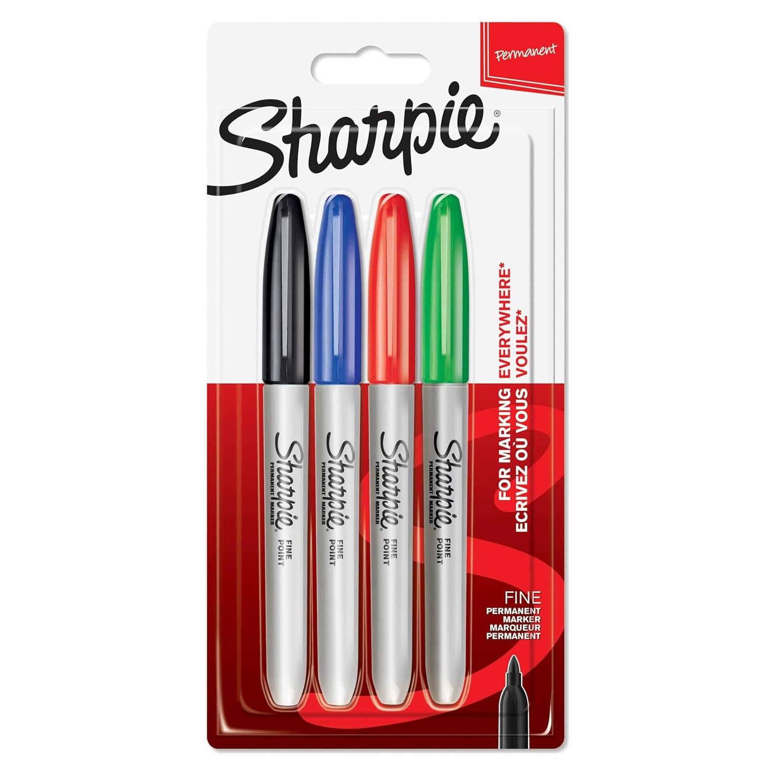 Marcadores Permanentes Sharpie Punta Fina 4 Colores 0.7mm