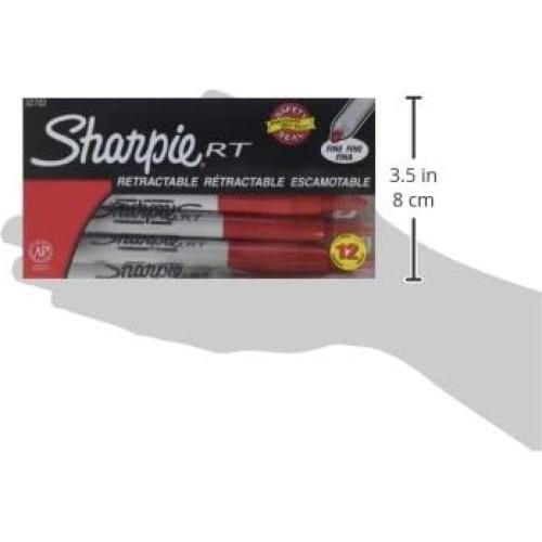 Marcadores Permanentes Retráctiles Sharpie 32702, Punta Fina, Rojo, 12 Unidades