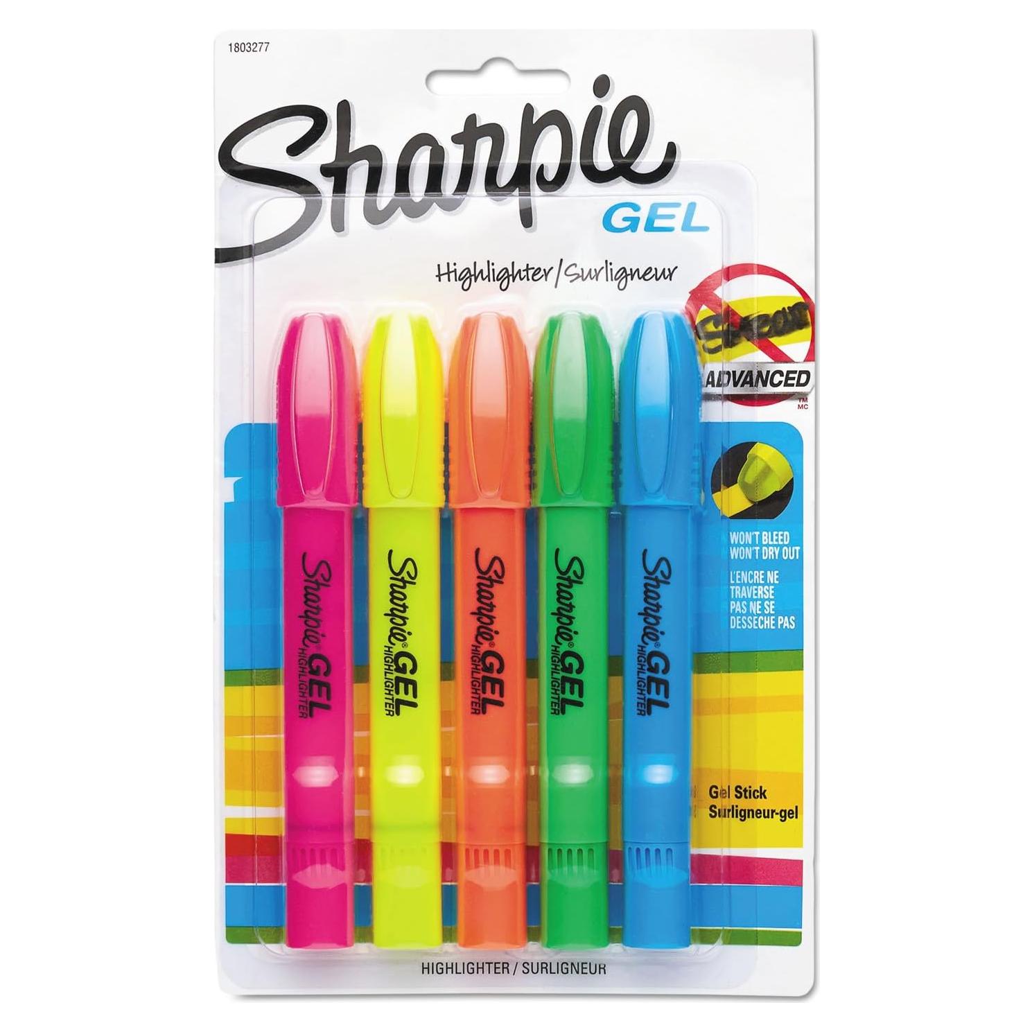 Marcadores Fluorescentes Sharpie Gel Punta Bullet Paquete 5 Colores