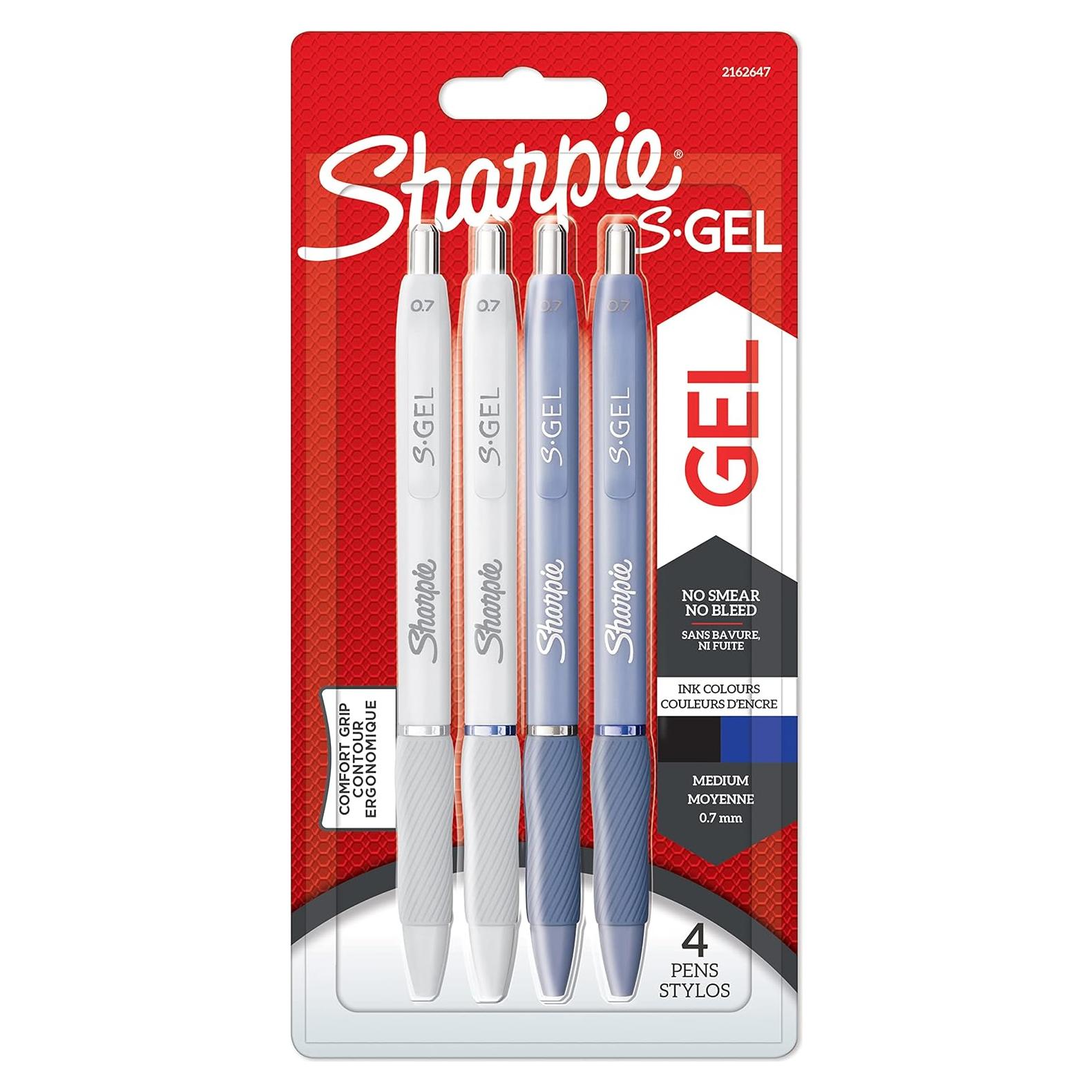 Bolígrafos de Gel Sharpie S-Gel 4 Unidades Tinta Negra y Azul