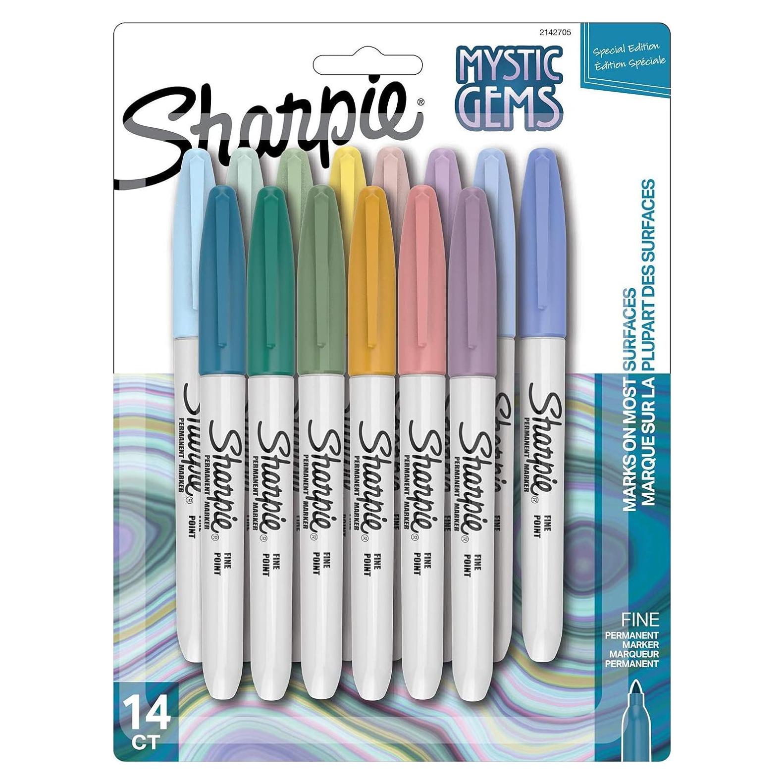 Marcadores Permanentes Sharpie Mystic Gem, Punta Fina, 14 Colores