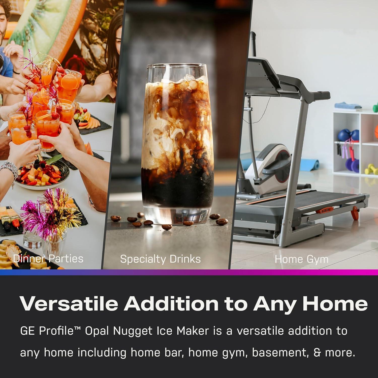 GE Profile Opal 2.0 with 0.75 Gallon Tank, Chewable Crunchable Countertop Nugget Ice Maker, Scoop included, 38 lbs in 24 hours, Pellet Ice Machine with WiFi & Smart Connected, Stainless Steel