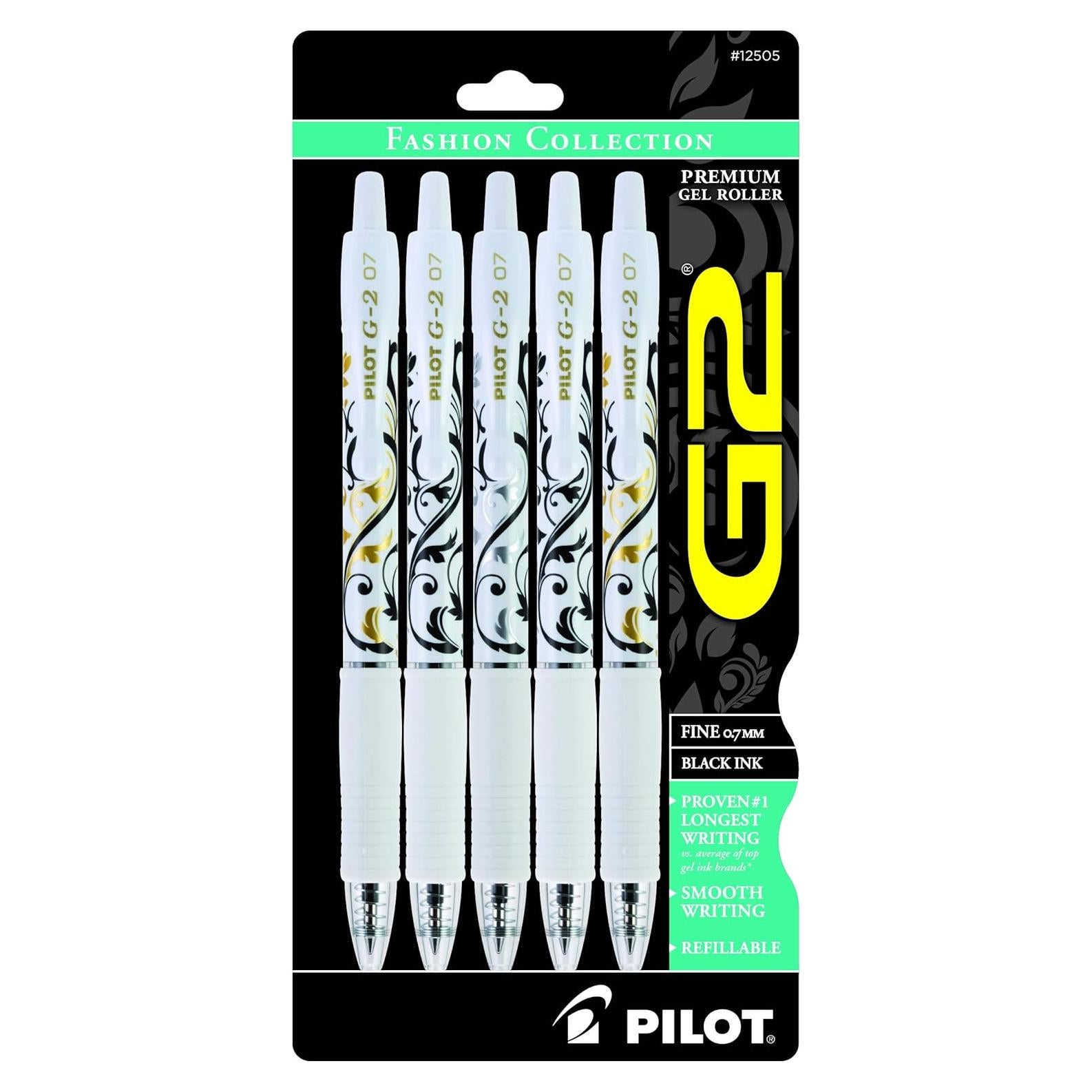 Bolígrafos de Gel Pilot G2, Punta Fina 0.7mm, Paquete de 5
