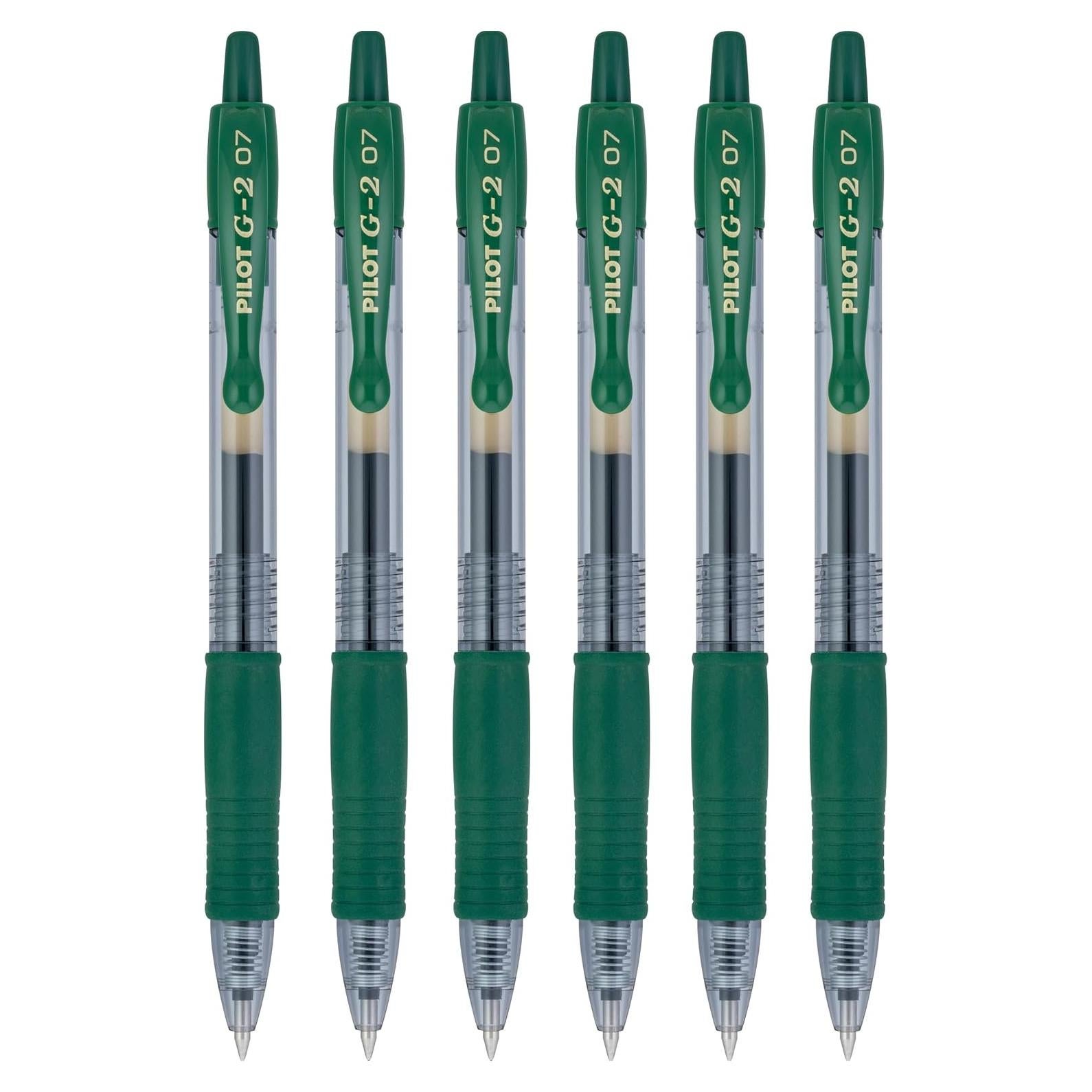 Bolígrafos de Gel Pilot G2 Premium 0.7mm Verde Cazador - 6 Unidades