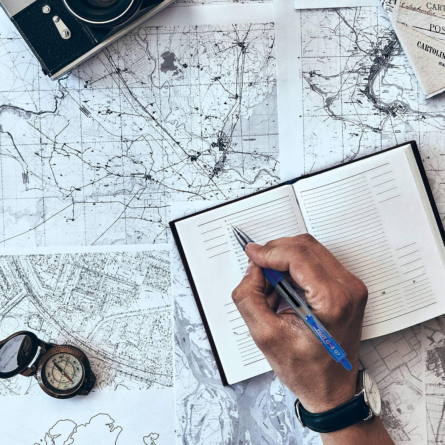 Bolígrafos de Gel Retráctiles Pilot G2, Punta Fina 0.7mm, Tinta Azul, Paquete de 6