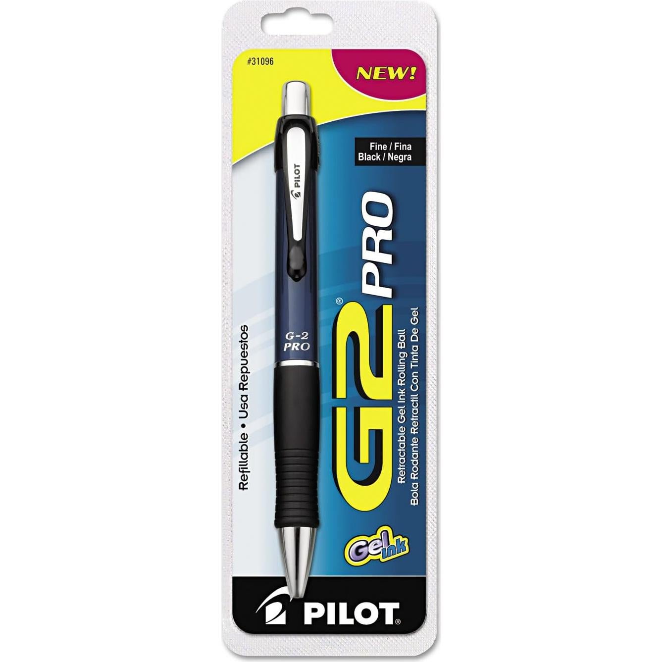Bolígrafo Gel Pilot G2 Pro 0.7 mm Punta Fina Tinta Negra Barril Azul
