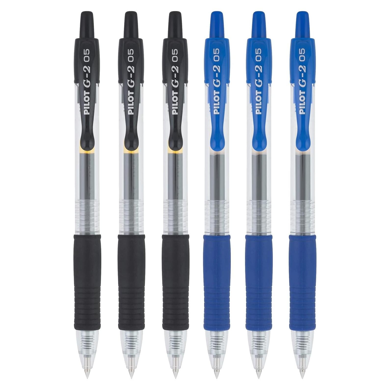 Bolígrafos de Gel Pilot G2 Extra Fino 0.5mm Negro y Azul (6 unidades)
