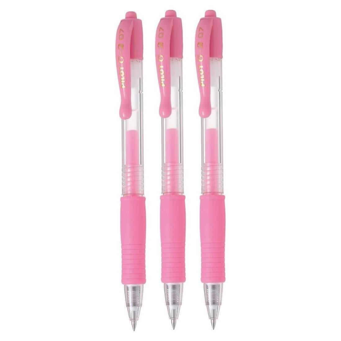 Bolígrafos retráctiles de gel PILOT G2, 0.7mm, rosa, 3 unidades