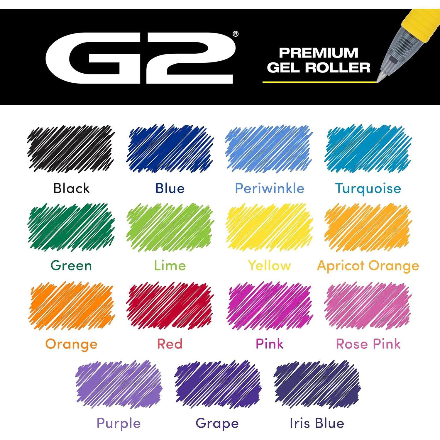 Bolígrafos de Gel Pilot G2, Paquete de 15 Colores Variados 0.7mm