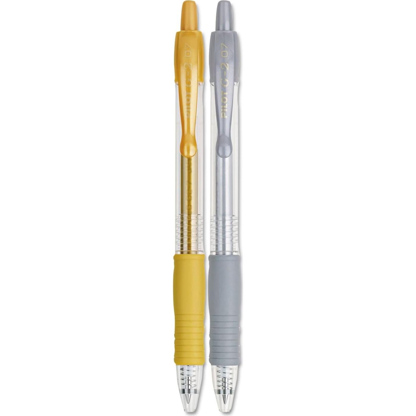 Bolígrafos de Gel Pilot G2 Metallics 0.7 mm Oro y Plata - 2 Unidades