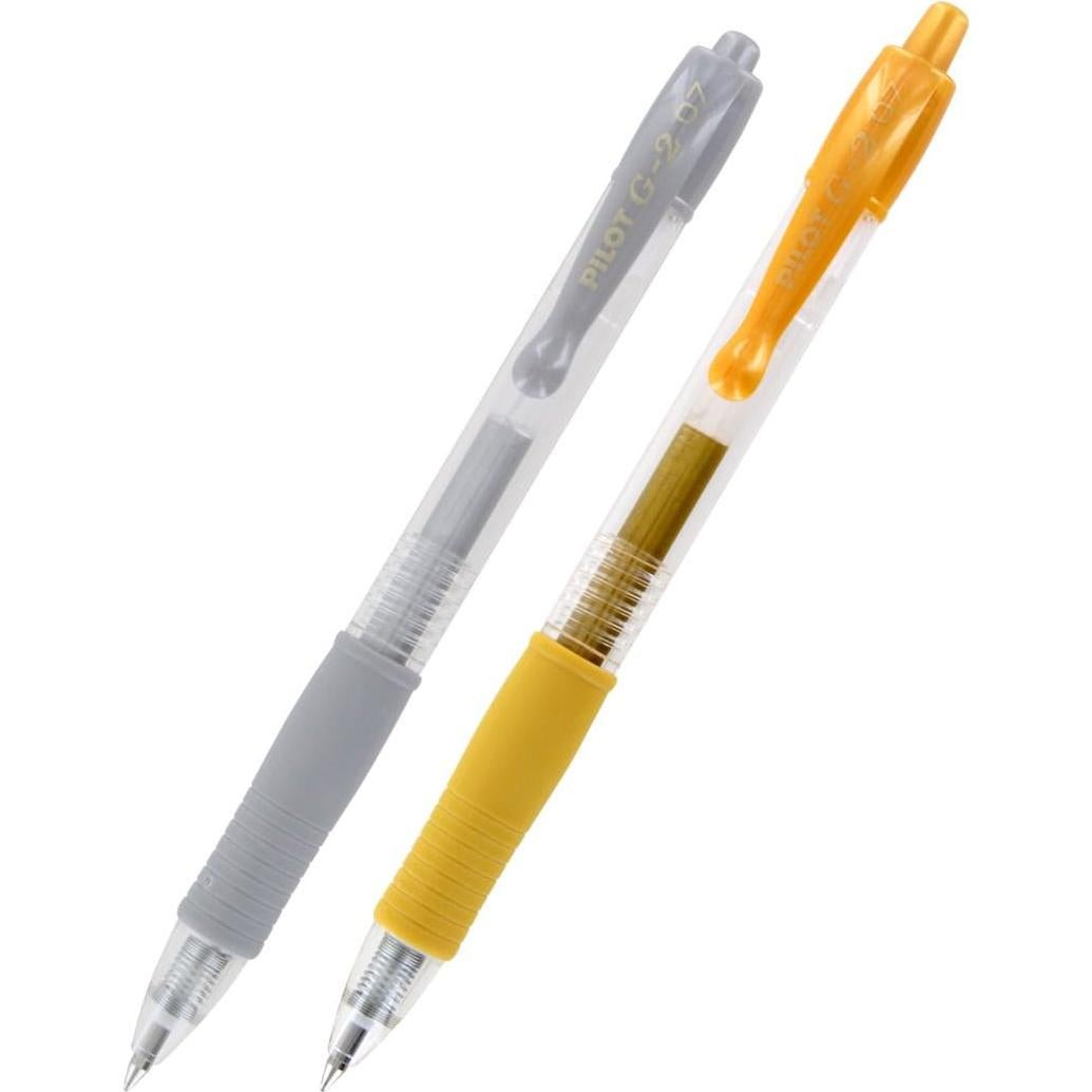 Bolígrafos de Gel Pilot G2 Metallics 0.7 mm Oro y Plata - 2 Unidades