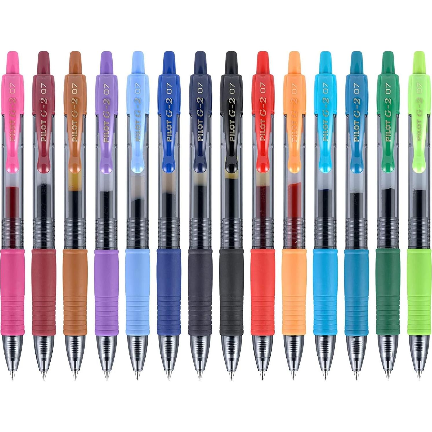 Bolígrafos de Gel Pilot G2, Punta Fina 0.7 mm, 14 Colores