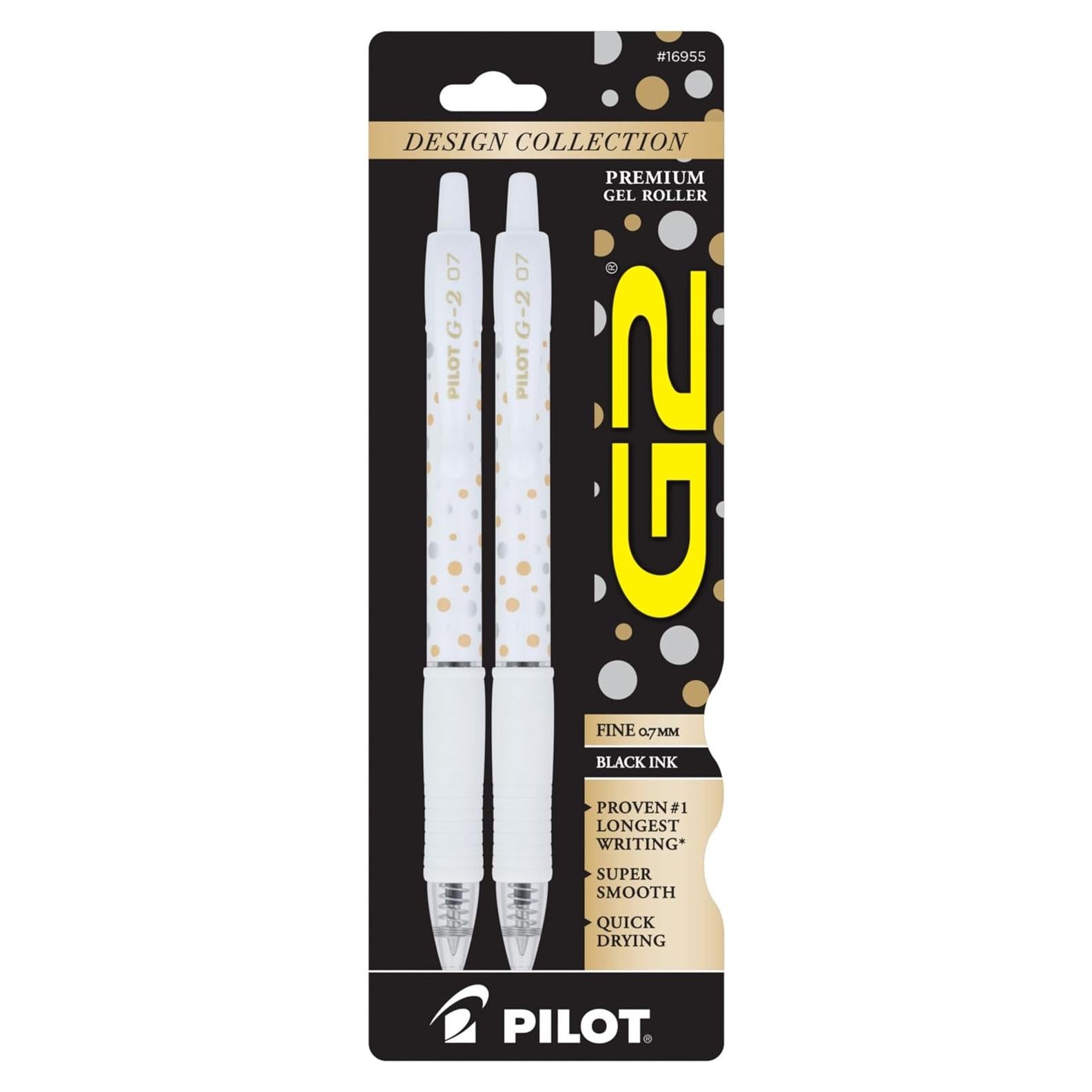 Bolígrafos de Gel Retráctiles PILOT G2, 0.7mm, Tinta Negra, 2 Unidades