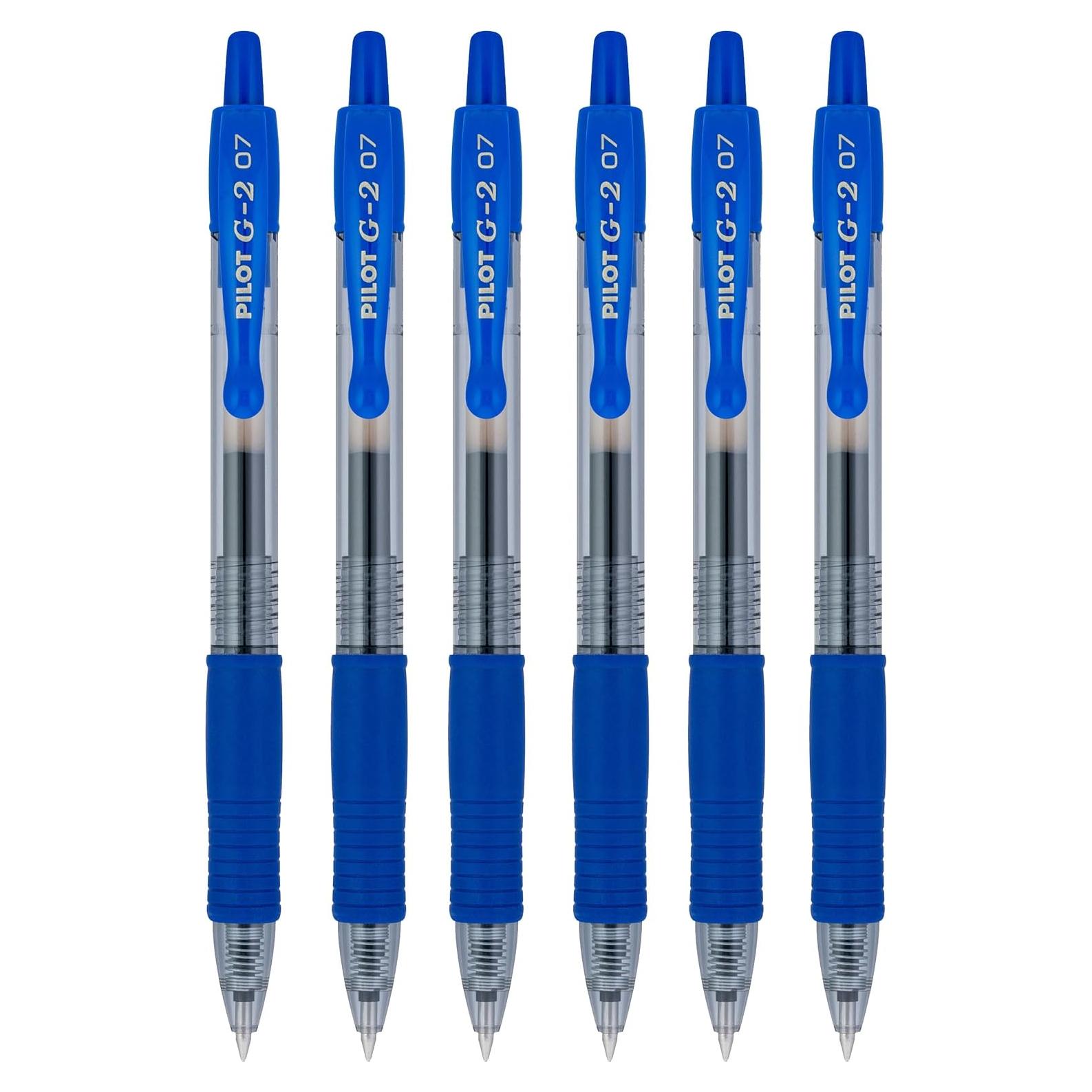 Bolígrafos de Gel Pilot G2 Retráctiles 0.7mm Azul - 6 Unidades