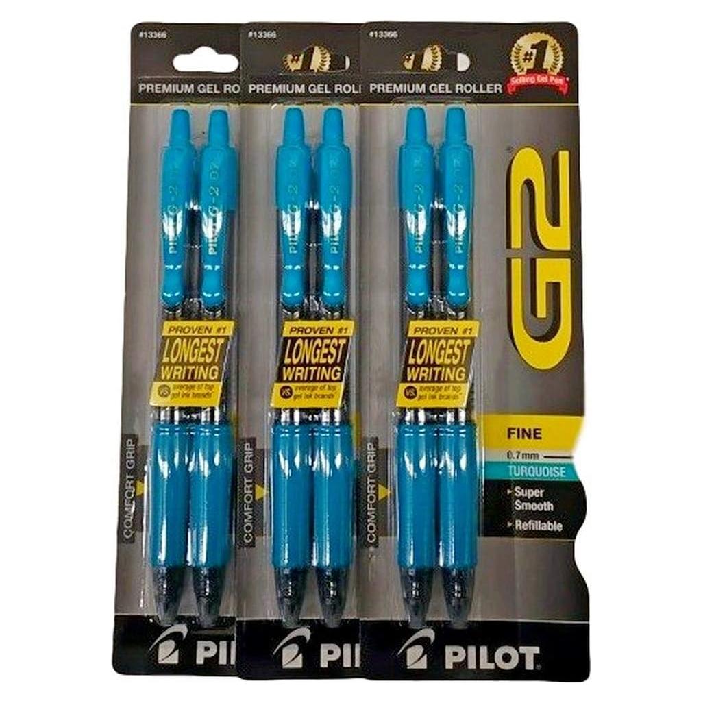 Bolígrafos de Gel Pilot G2 Turquesa 0.7 mm Retráctiles 6 Unidades