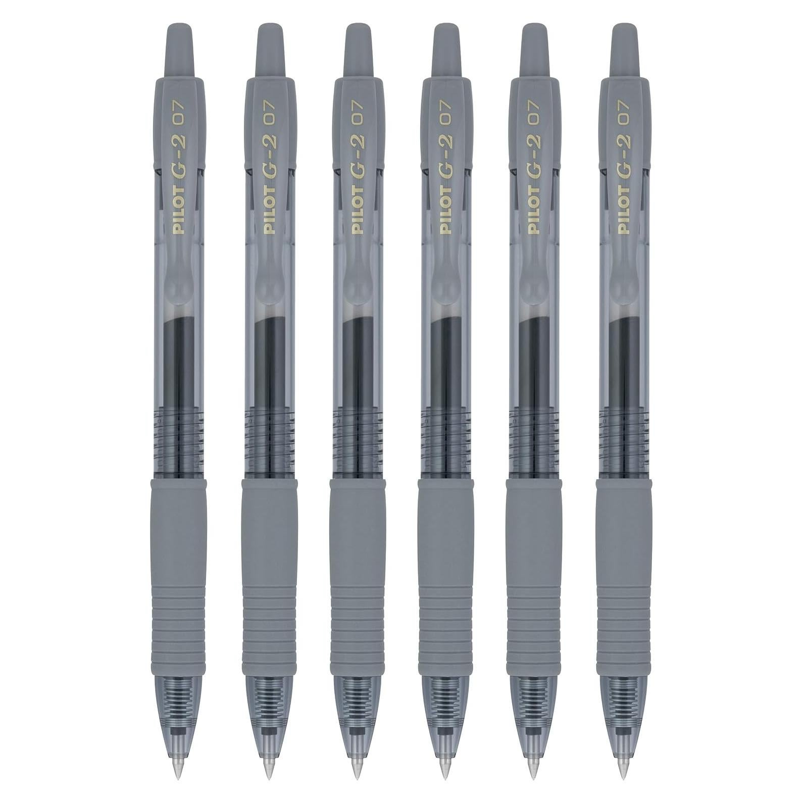 Bolígrafos de Gel Pilot G2 Premium 0.7mm Retráctiles Gris - 6 Unidades