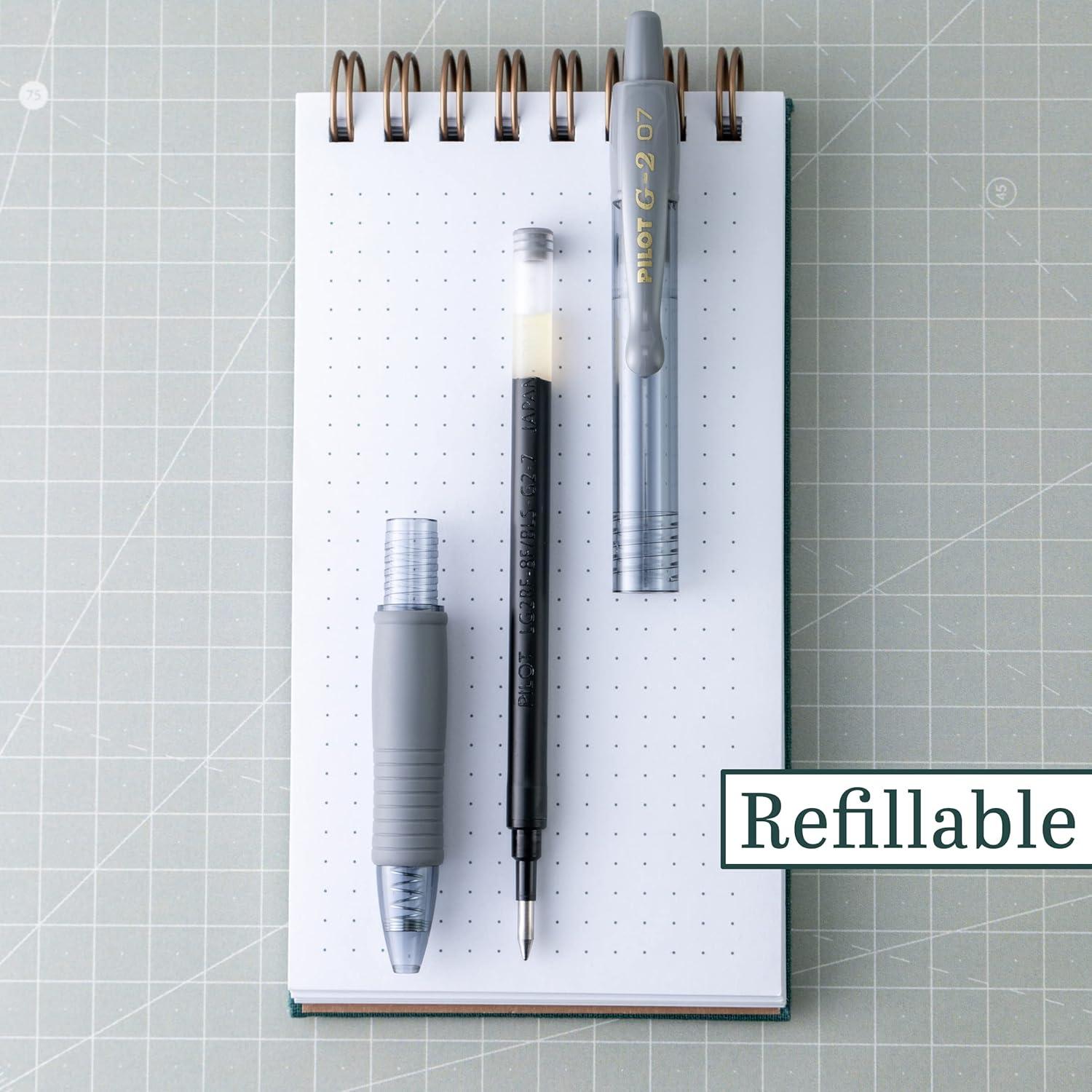 Bolígrafos de Gel Pilot G2 Premium 0.7mm Retráctiles Gris - 6 Unidades