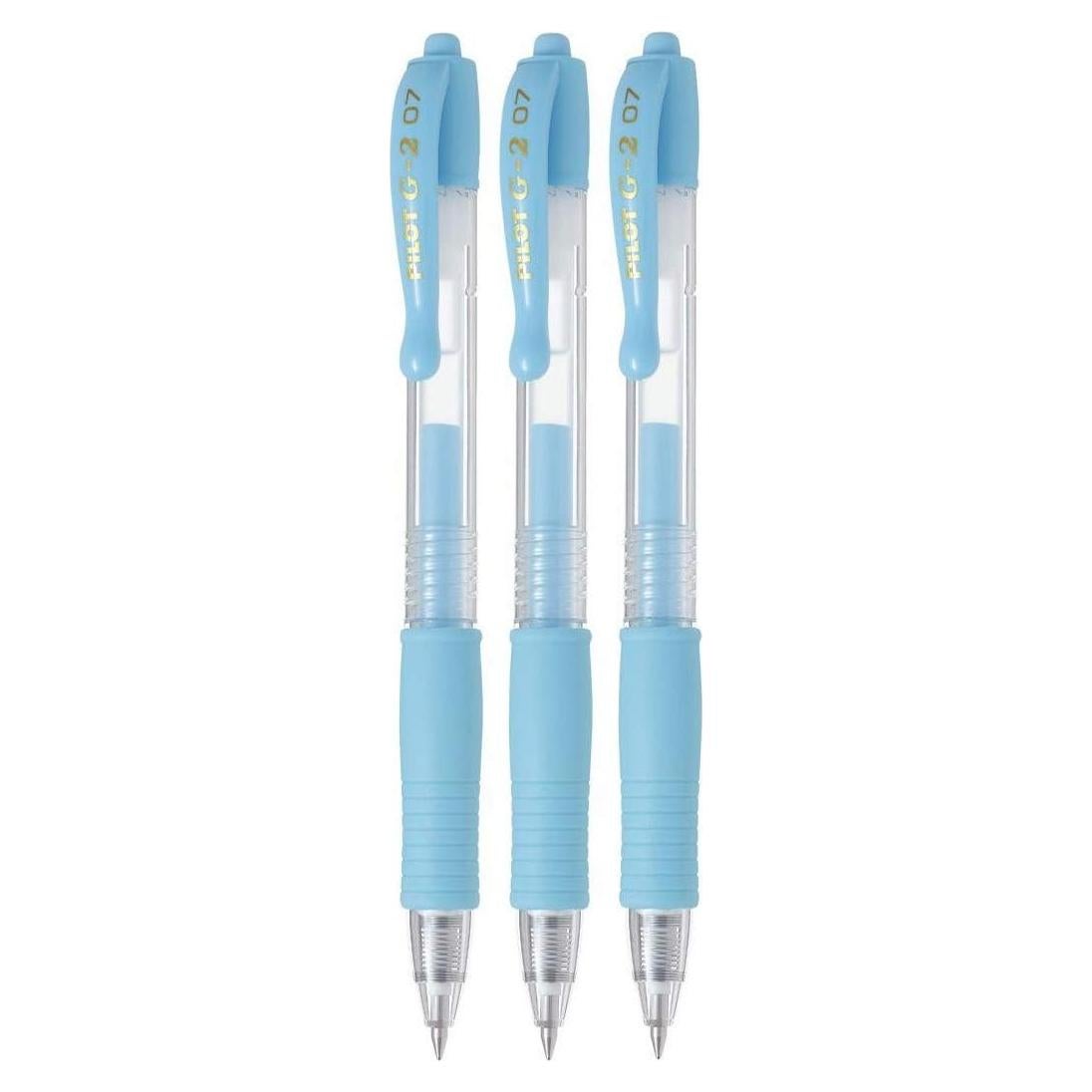 Bolígrafos de Gel Retráctiles Pilot G2, Punta Fina 0.7mm, Azul, Paquete de 3