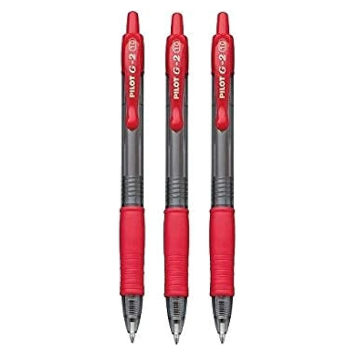 Bolígrafo de tinta gel Pilot G-2 - 1.0 mm - 3 unidades rojas