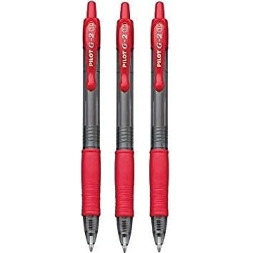 Bolígrafo de tinta gel Pilot G-2 - 1.0 mm - 3 unidades rojas