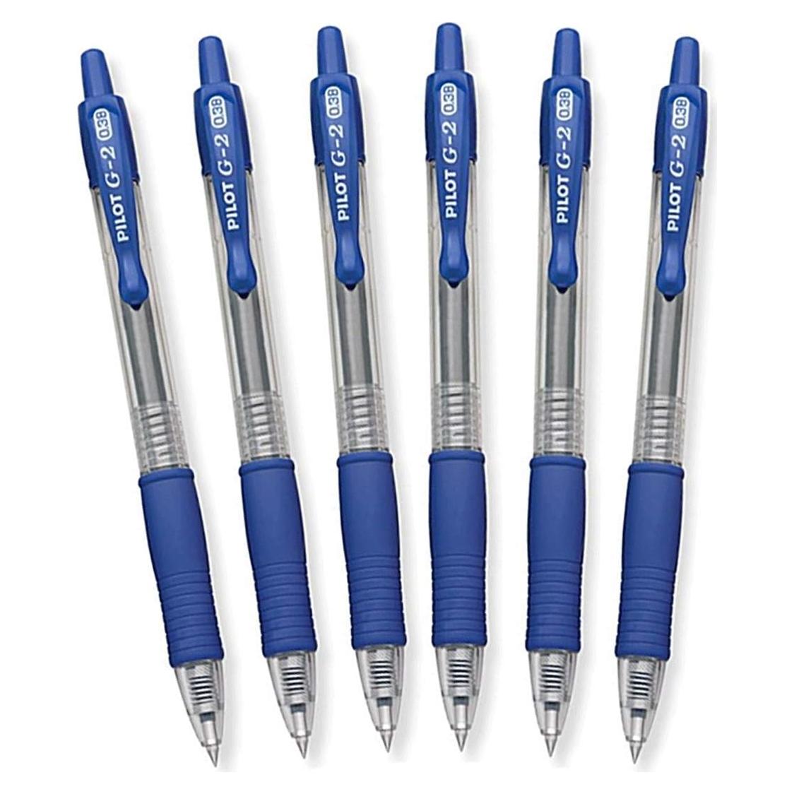 Bolígrafos de Gel Retráctiles Pilot G2 Azul Ultra Fino 0.38mm Pack 6