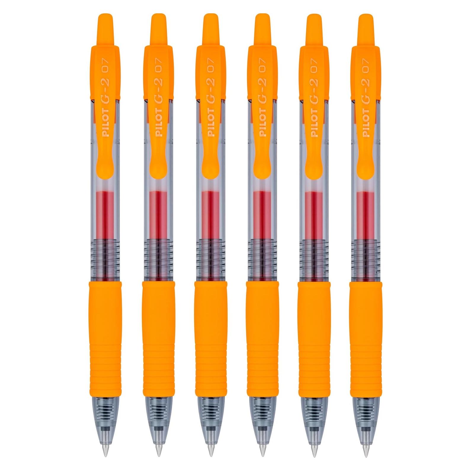 Bolígrafos de Gel Pilot G2 Premium Naranja 0.7mm Paquete de 6