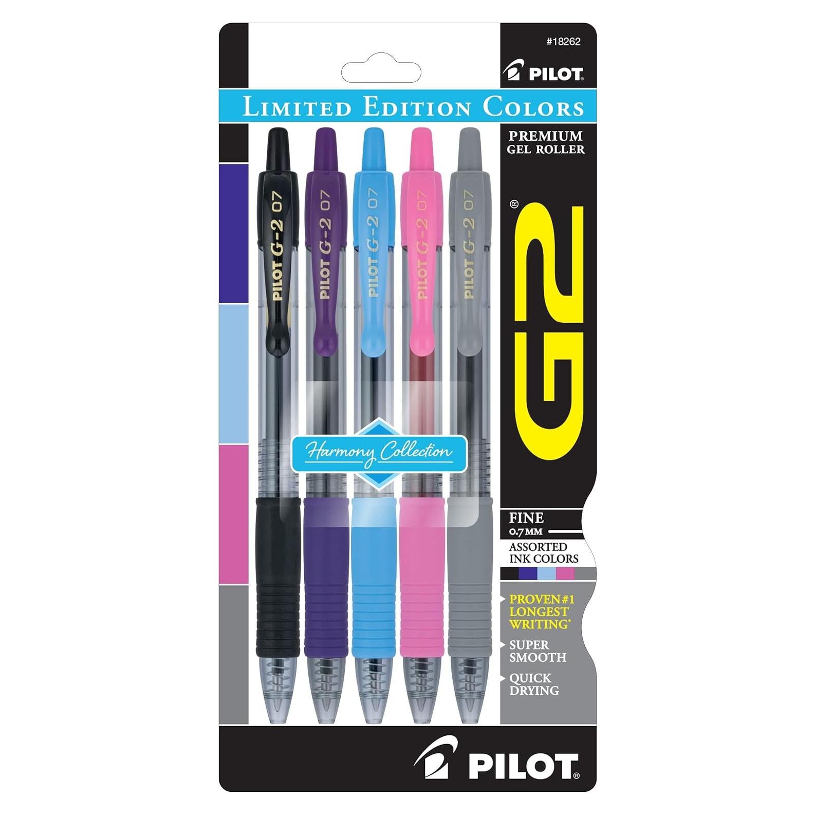 Bolígrafos de Gel Retráctiles Pilot G2 Harmony 0.7mm, Paquete de 5
